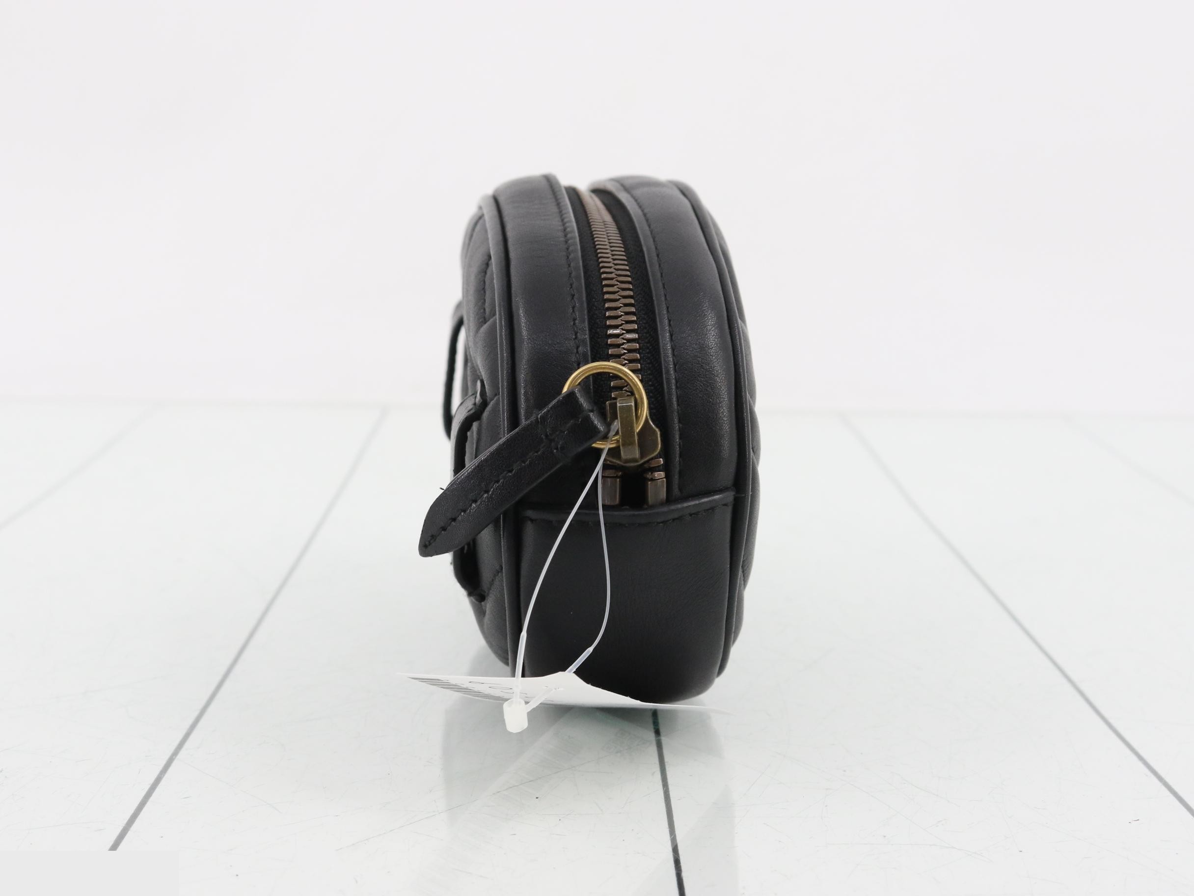 Leather Black GG Marmont Quilted Belt Waist Bag — view 4