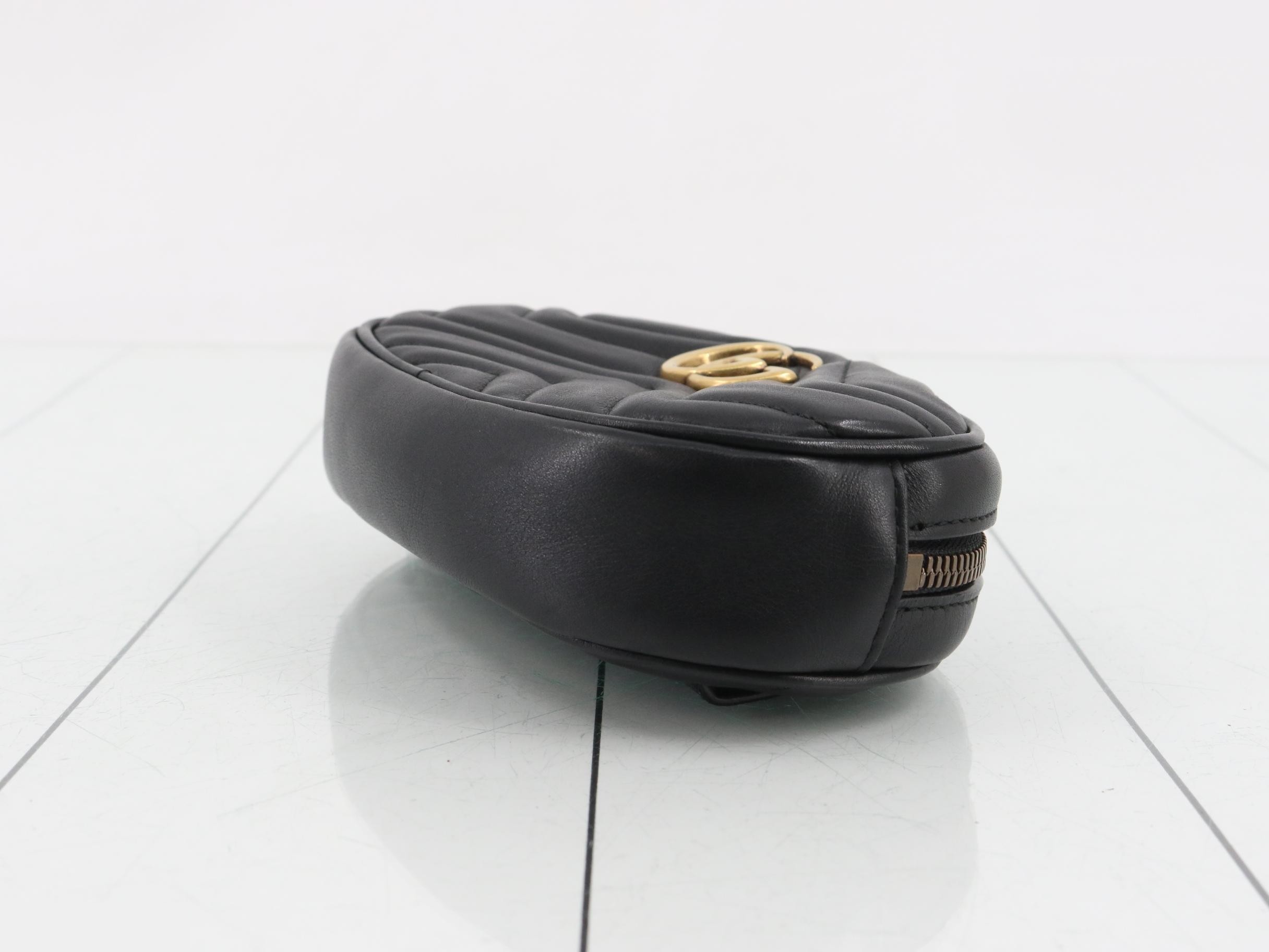 Leather Black GG Marmont Quilted Belt Waist Bag — view 6