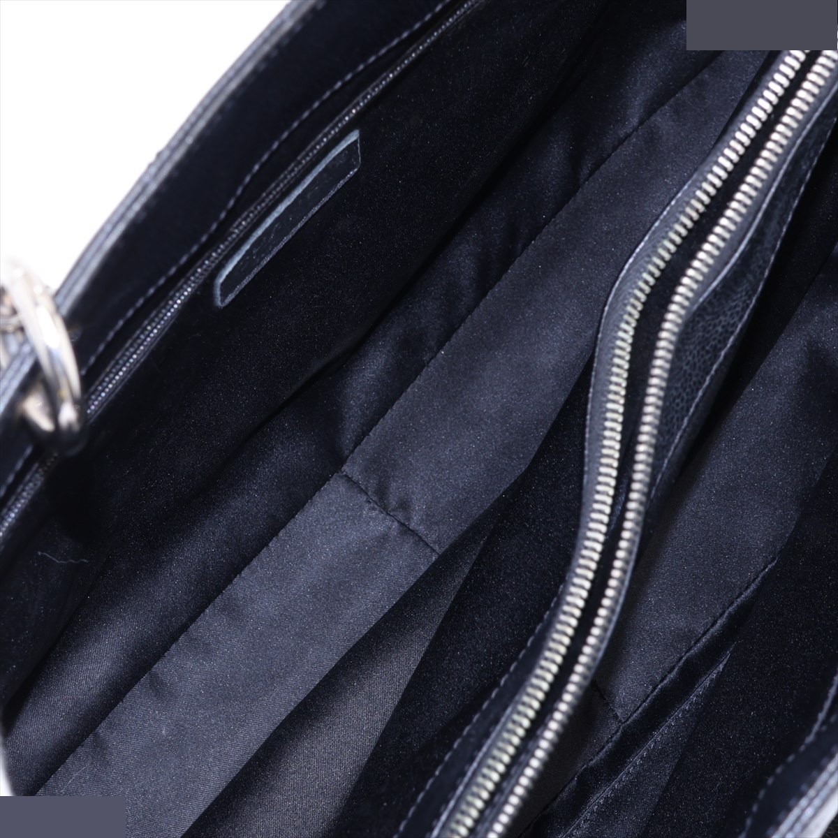 GST XL Caviar Skin Chain Tote Bag, Black/Silver — view 8