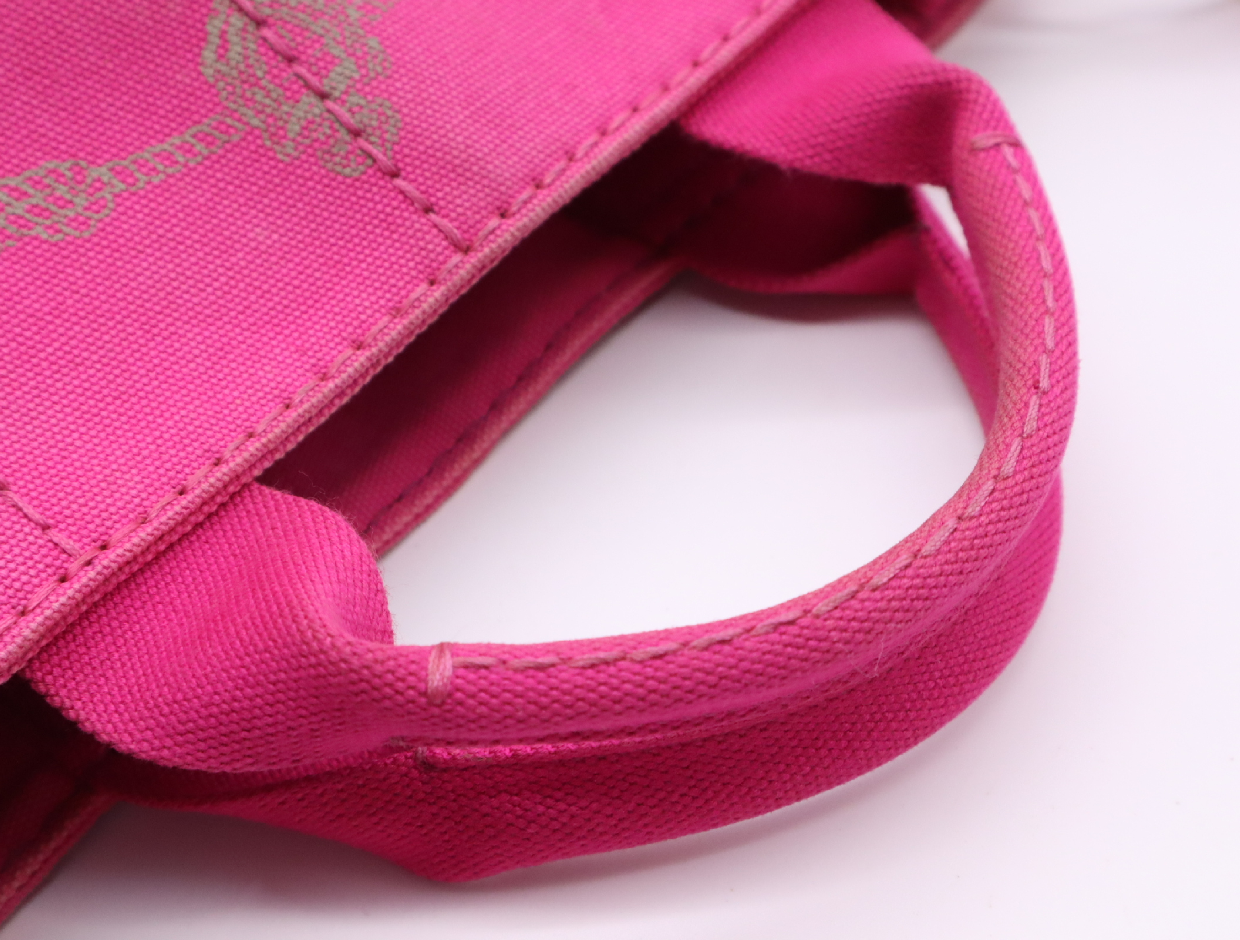 Canvas Canapa Handbag, Pink, Gold Hardware, with Shoulder Strap — view 13