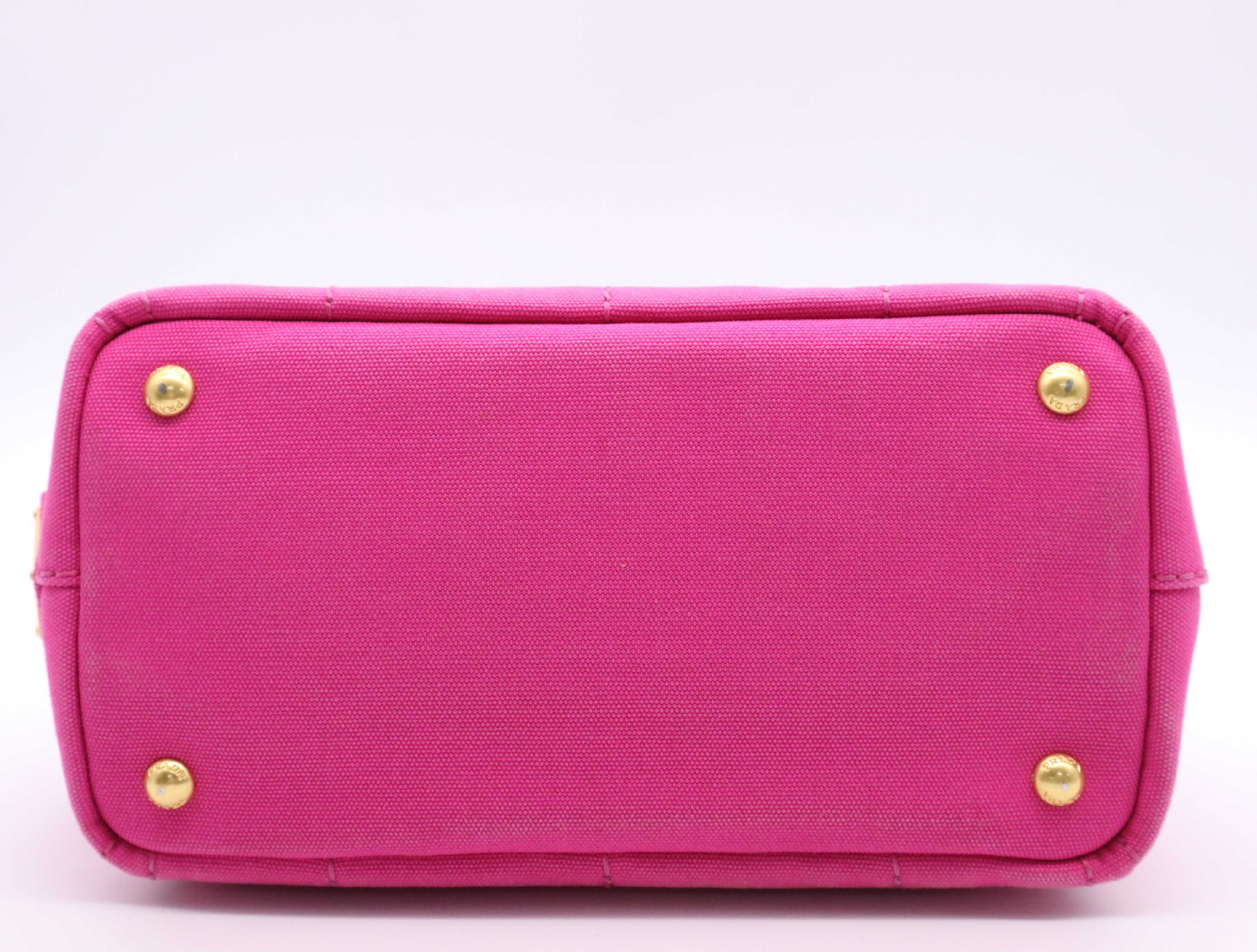 Canvas Canapa Handbag, Pink, Gold Hardware, with Shoulder Strap — view 4
