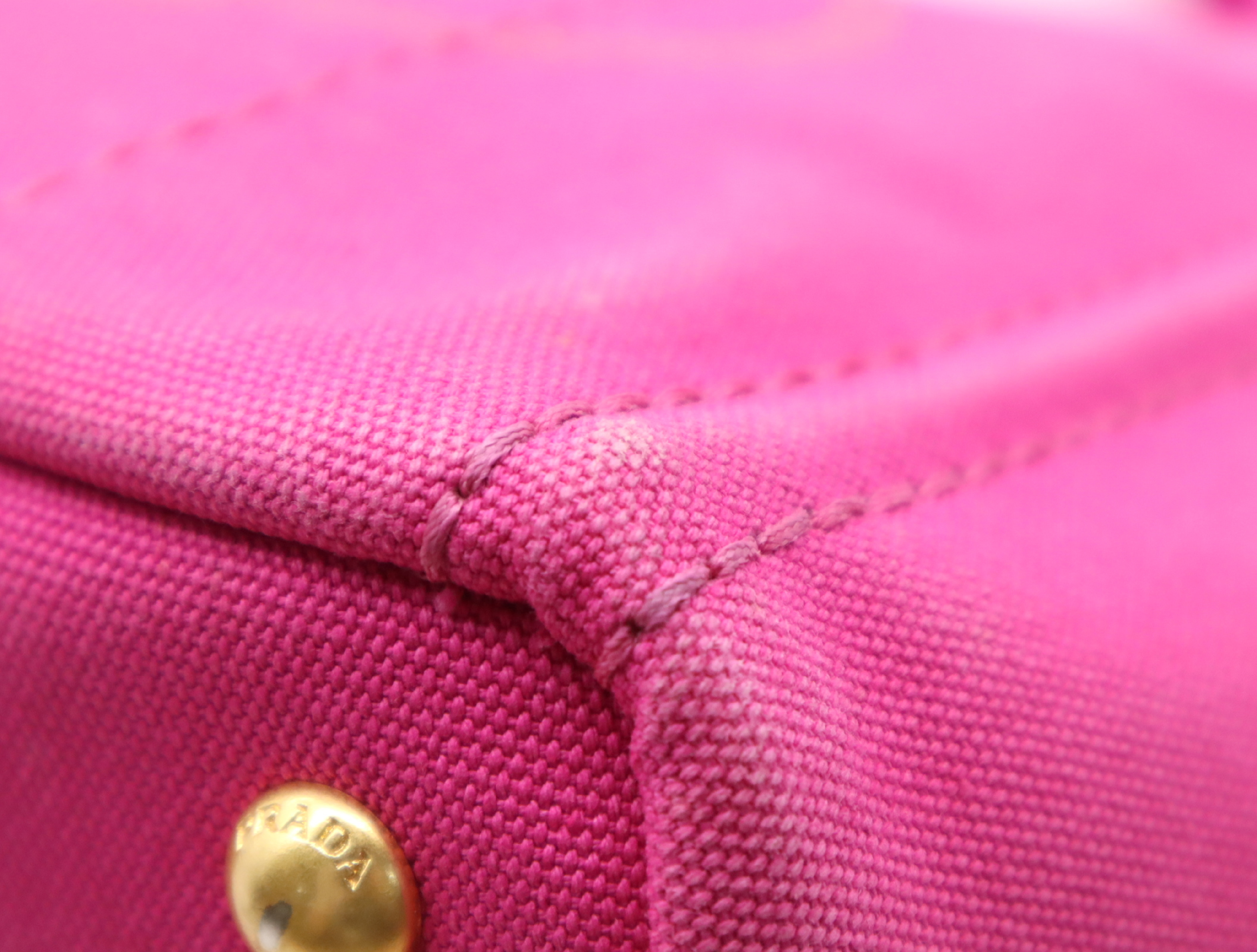 Canvas Canapa Handbag, Pink, Gold Hardware, with Shoulder Strap — view 7