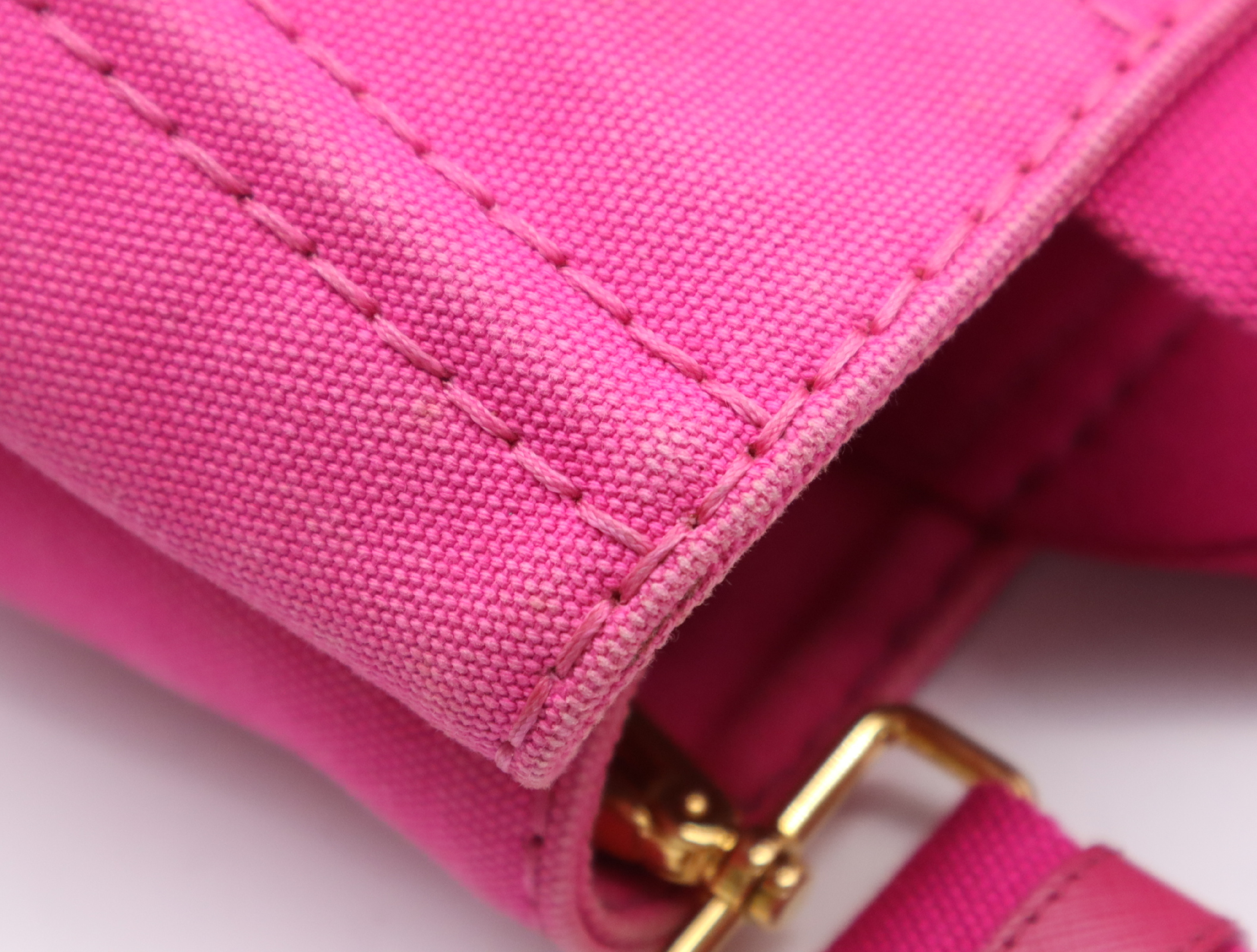 Canvas Canapa Handbag, Pink, Gold Hardware, with Shoulder Strap — view 8