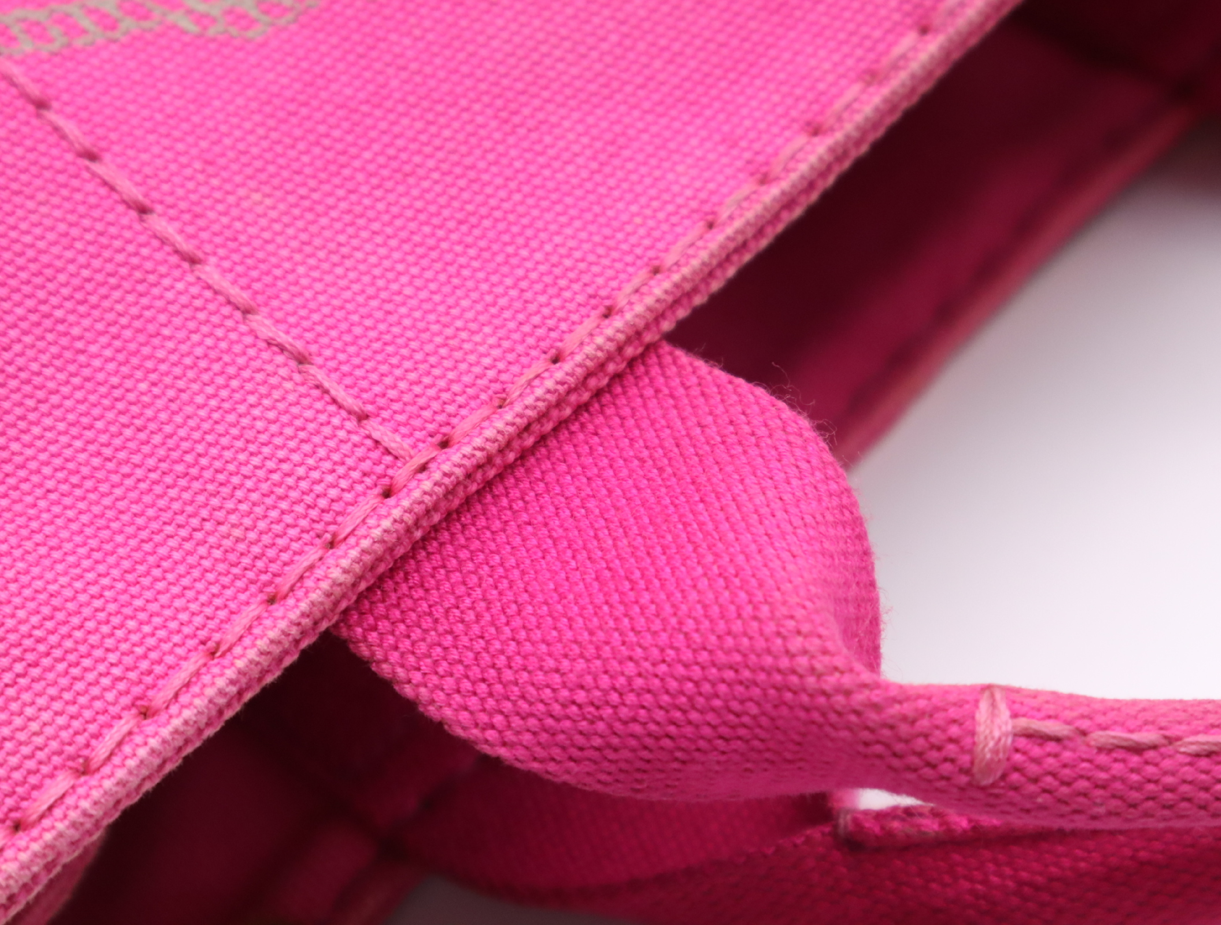 Canvas Canapa Handbag, Pink, Gold Hardware, with Shoulder Strap — view 9