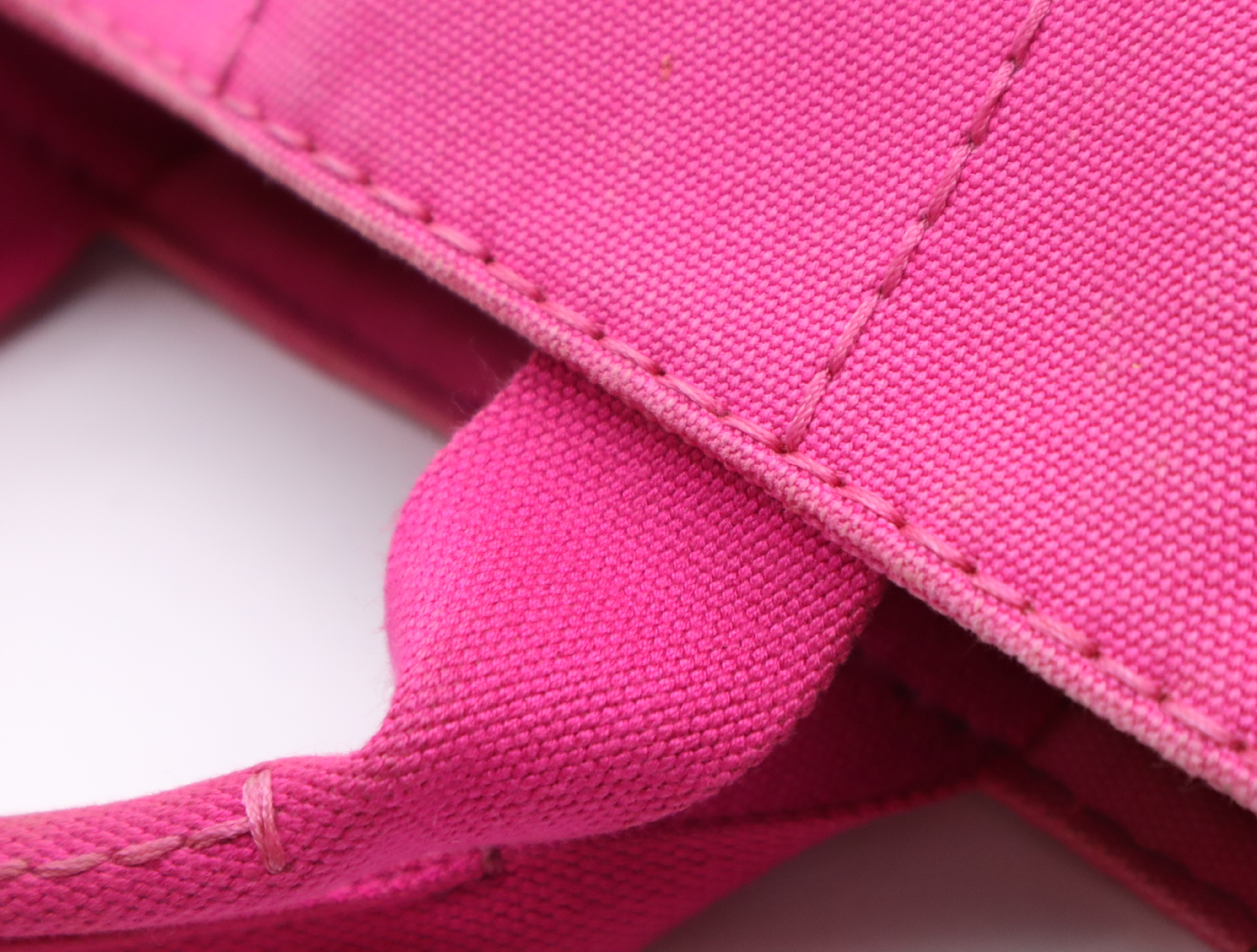 Canvas Canapa Handbag, Pink, Gold Hardware, with Shoulder Strap — view 10