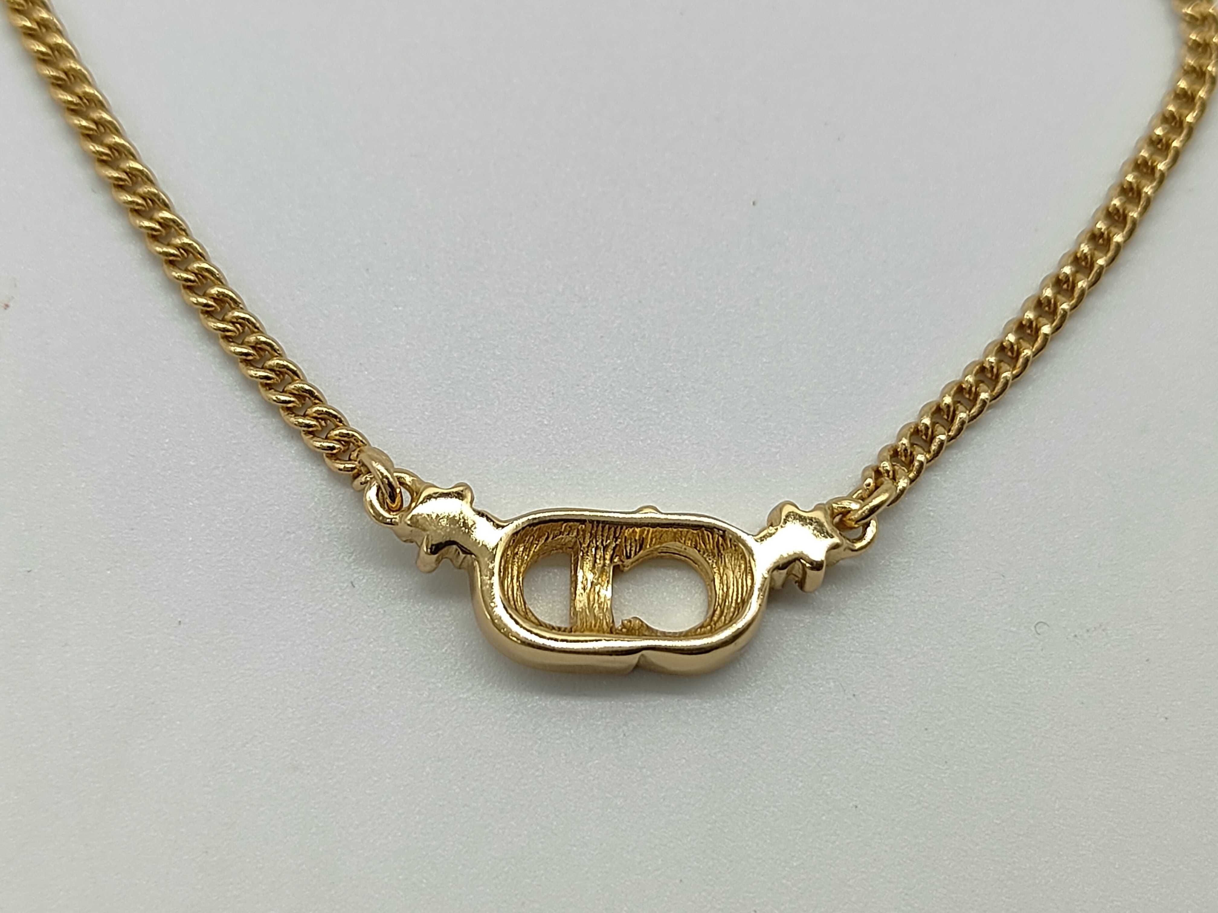 CD Logo Rhinestone Gold Necklace — view 2