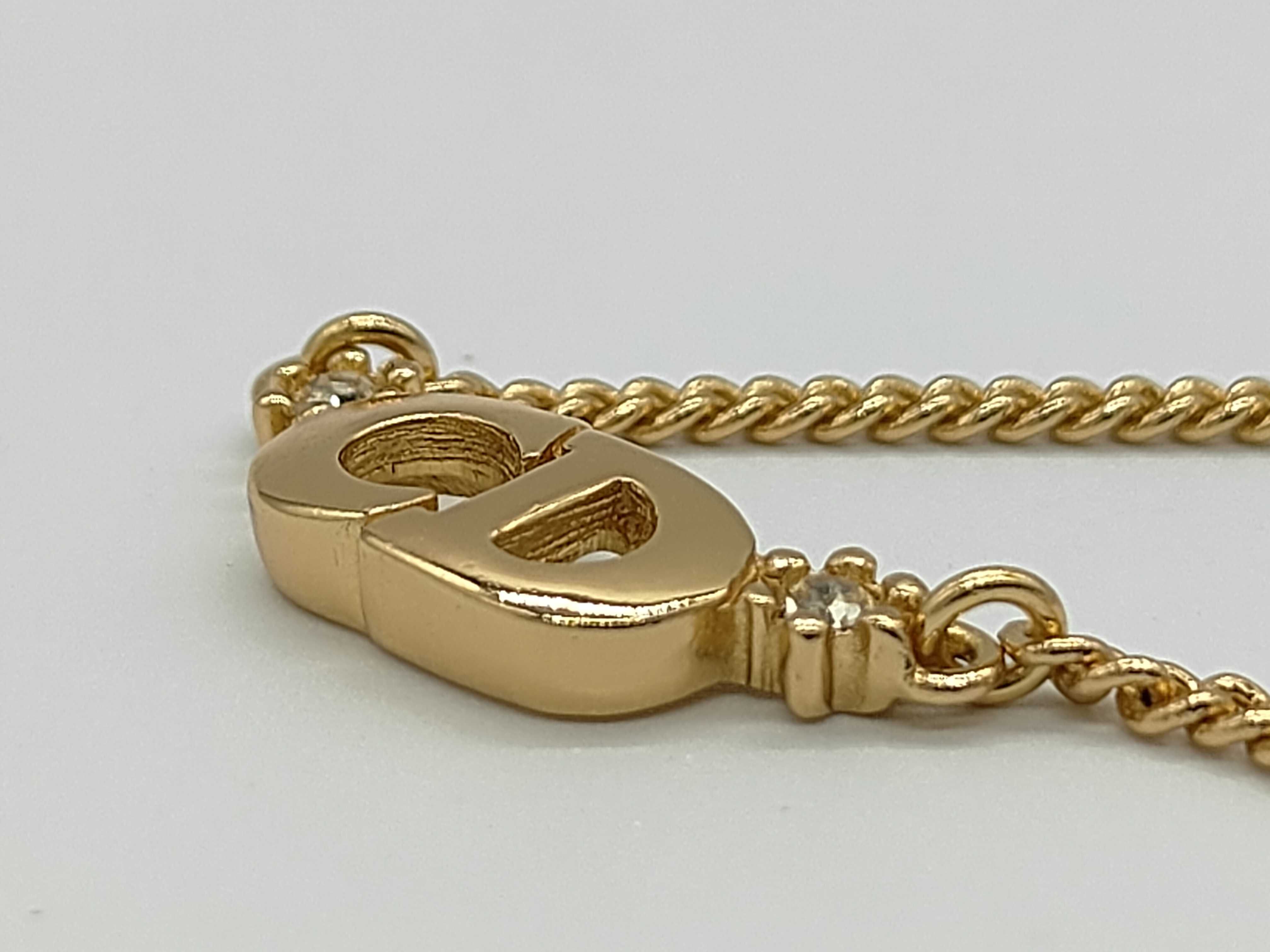 CD Logo Rhinestone Gold Necklace — view 3