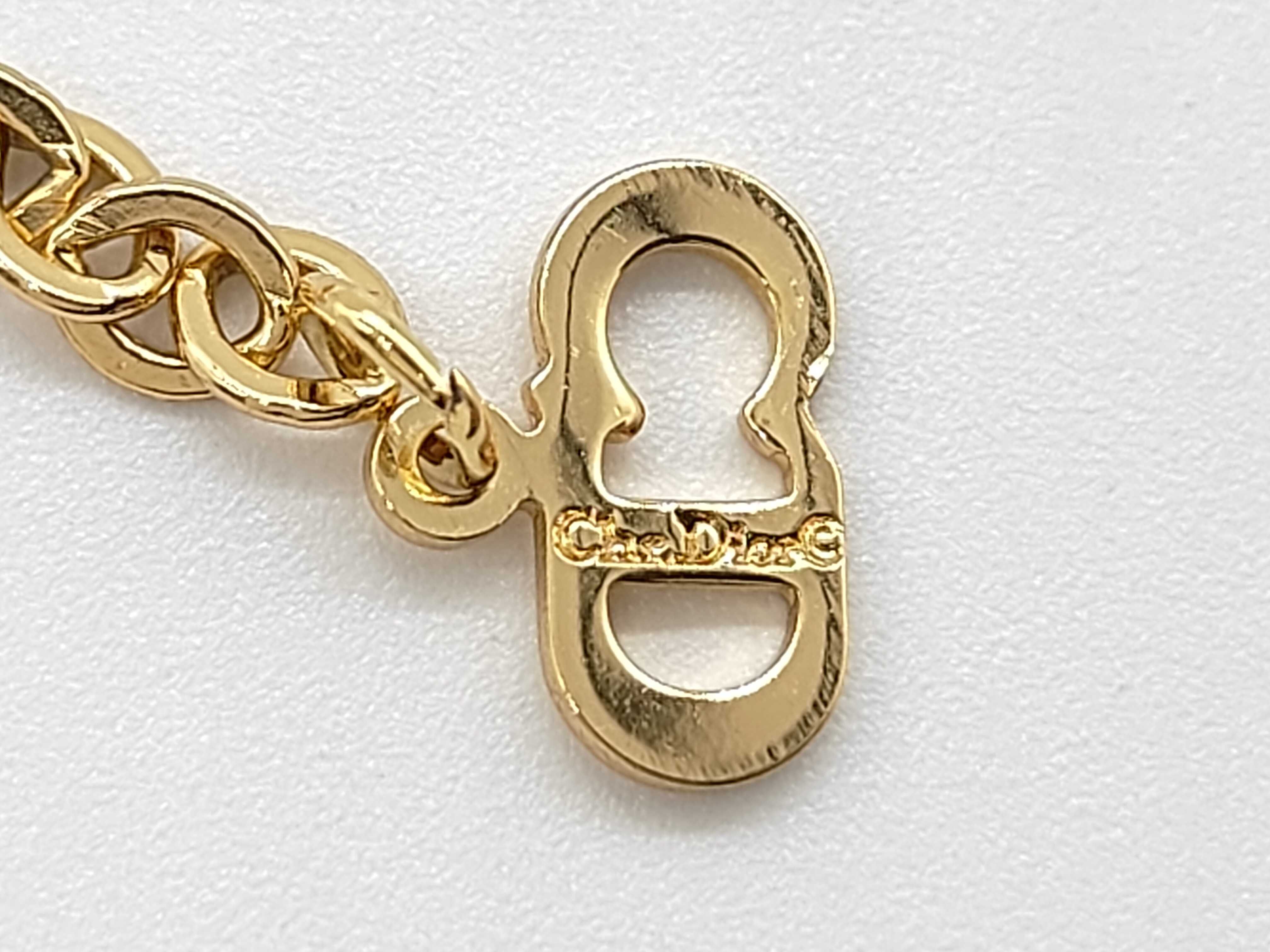 CD Logo Rhinestone Gold Necklace — view 5
