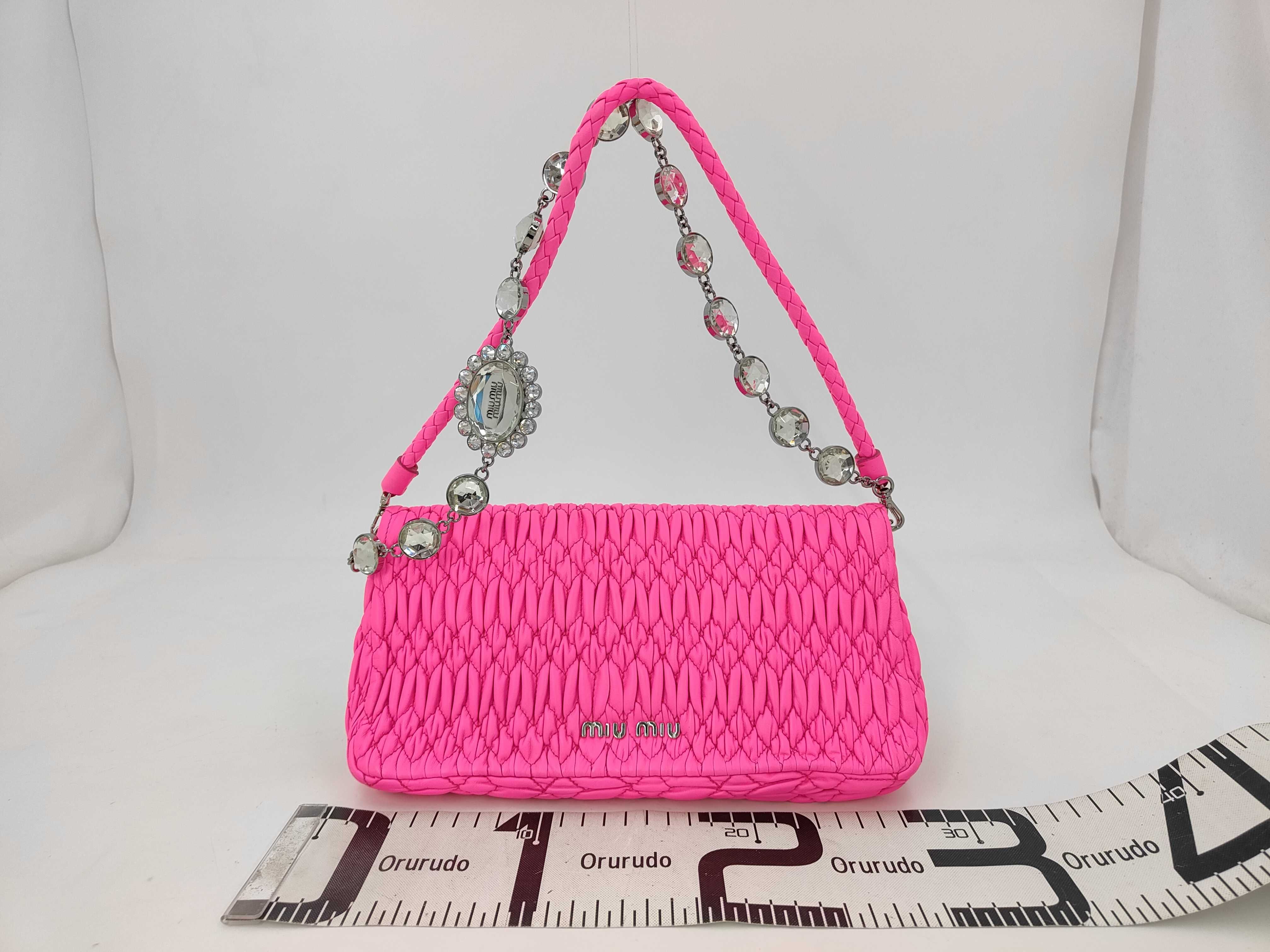 Hot Pink Nappa Leather Crystal Shoulder Bag RP0233 — view 2