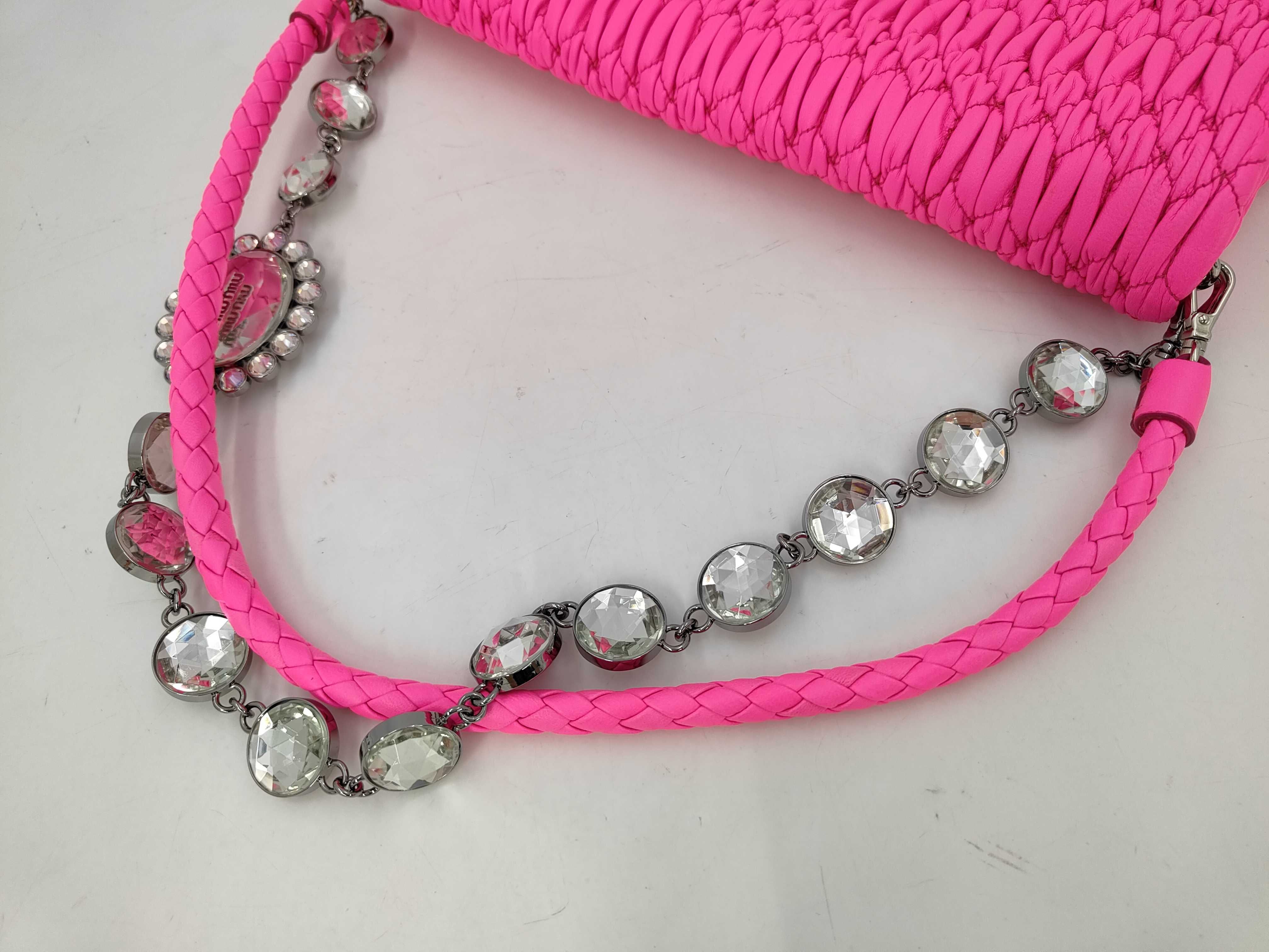 Hot Pink Nappa Leather Crystal Shoulder Bag RP0233 — view 3