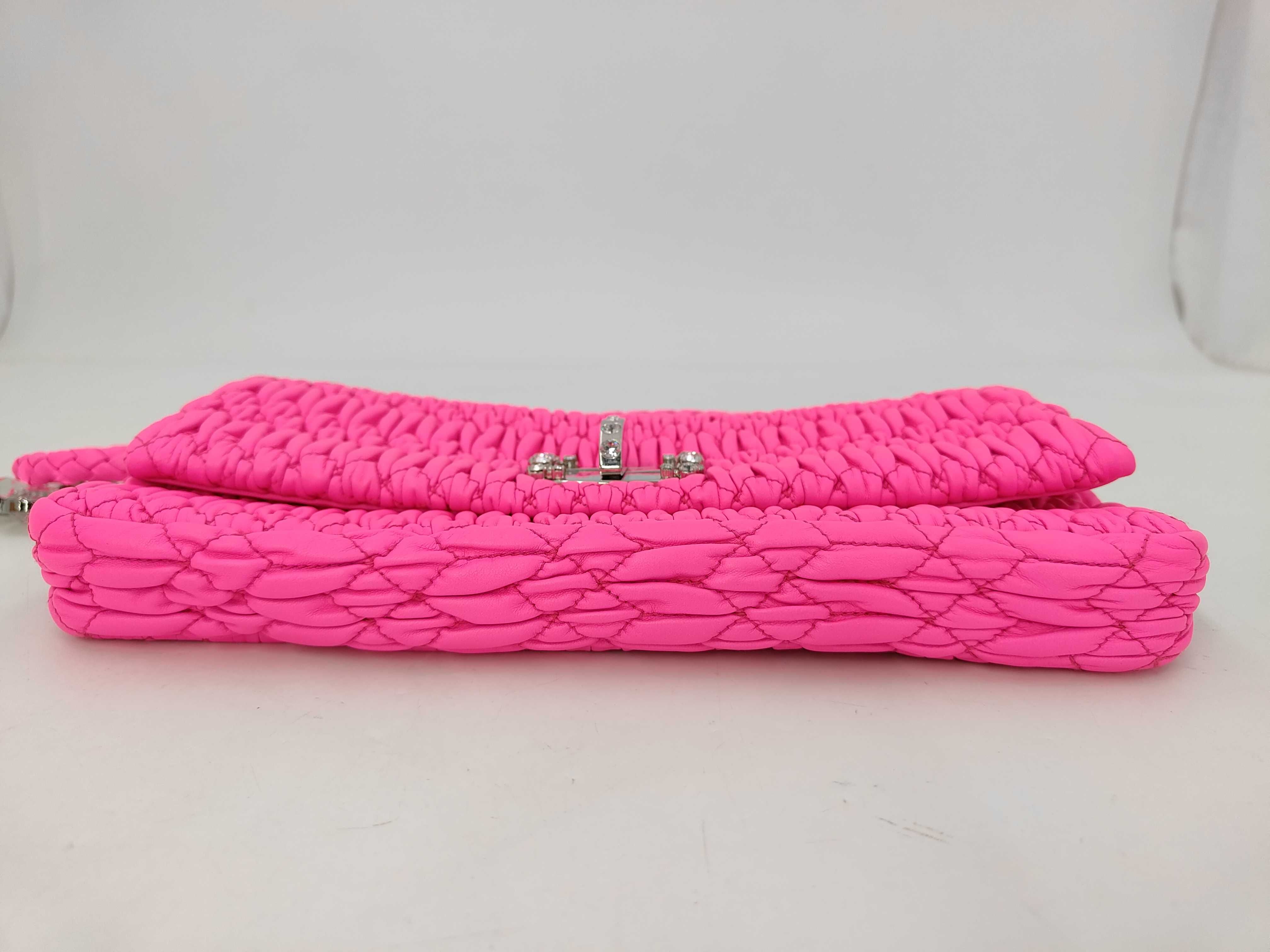 Hot Pink Nappa Leather Crystal Shoulder Bag RP0233 — view 6