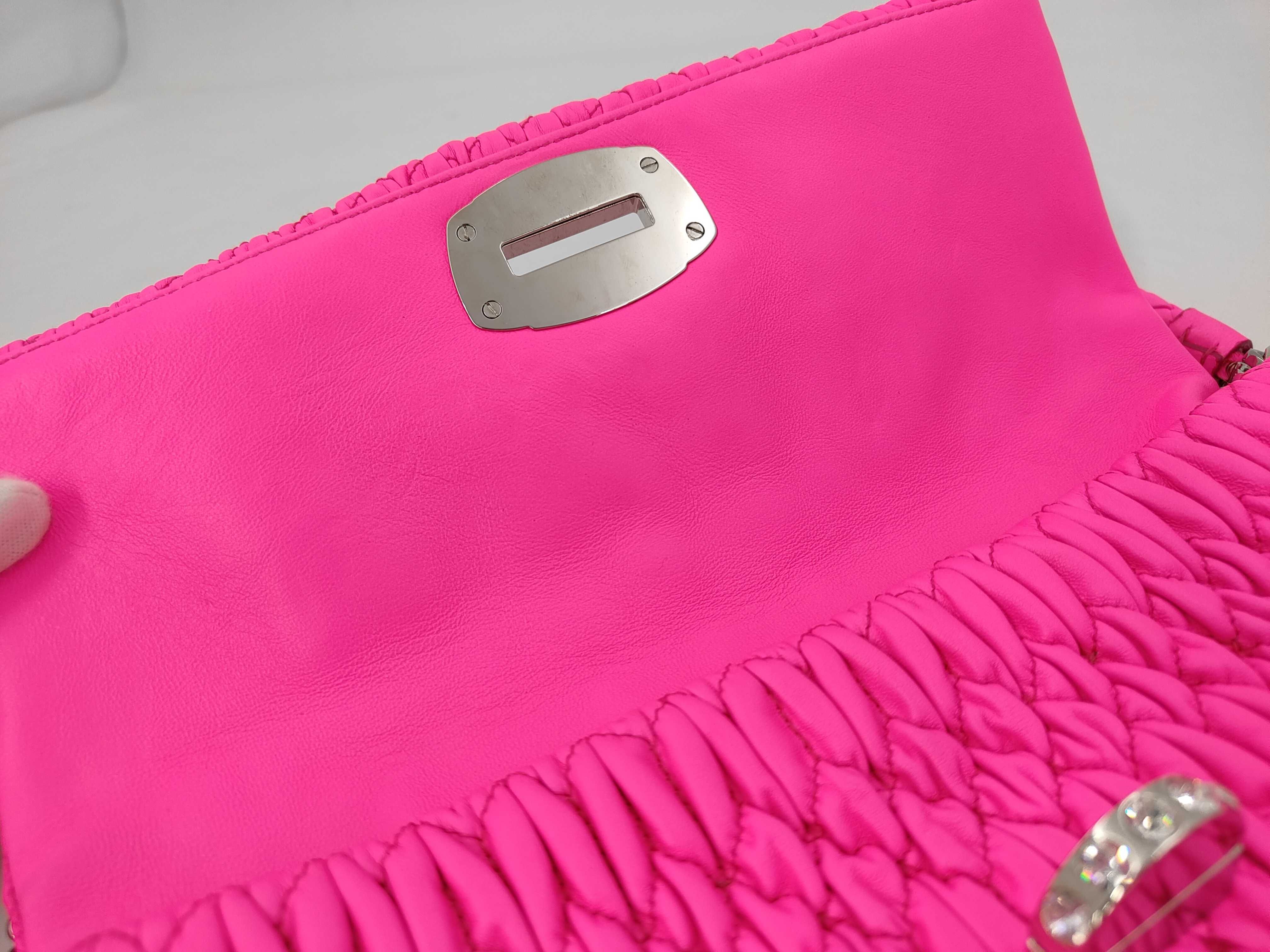 Hot Pink Nappa Leather Crystal Shoulder Bag RP0233 — view 7