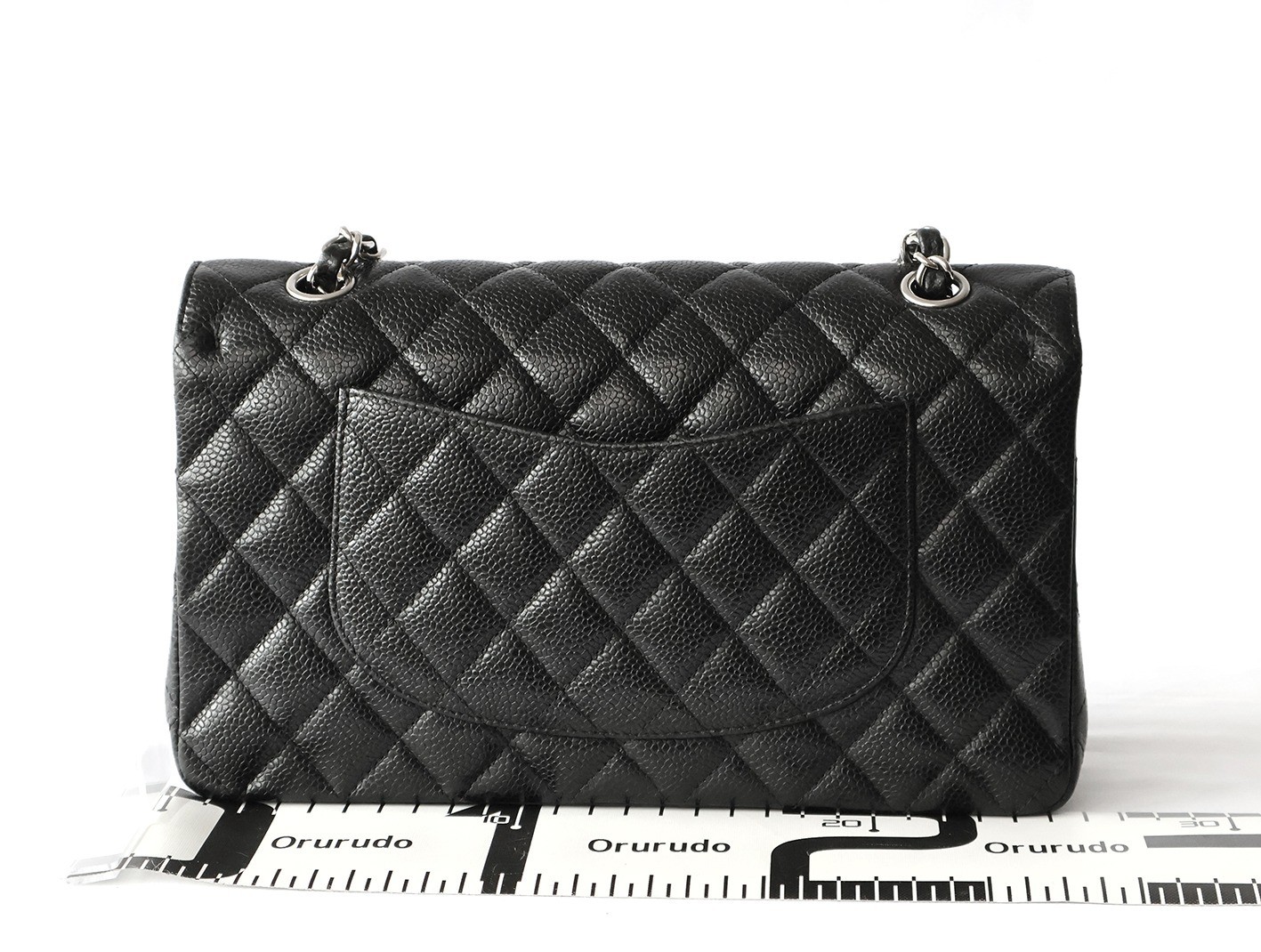 Caviar leather Matelassé 25 Double flap Double chain shoulder bag, black — view 2