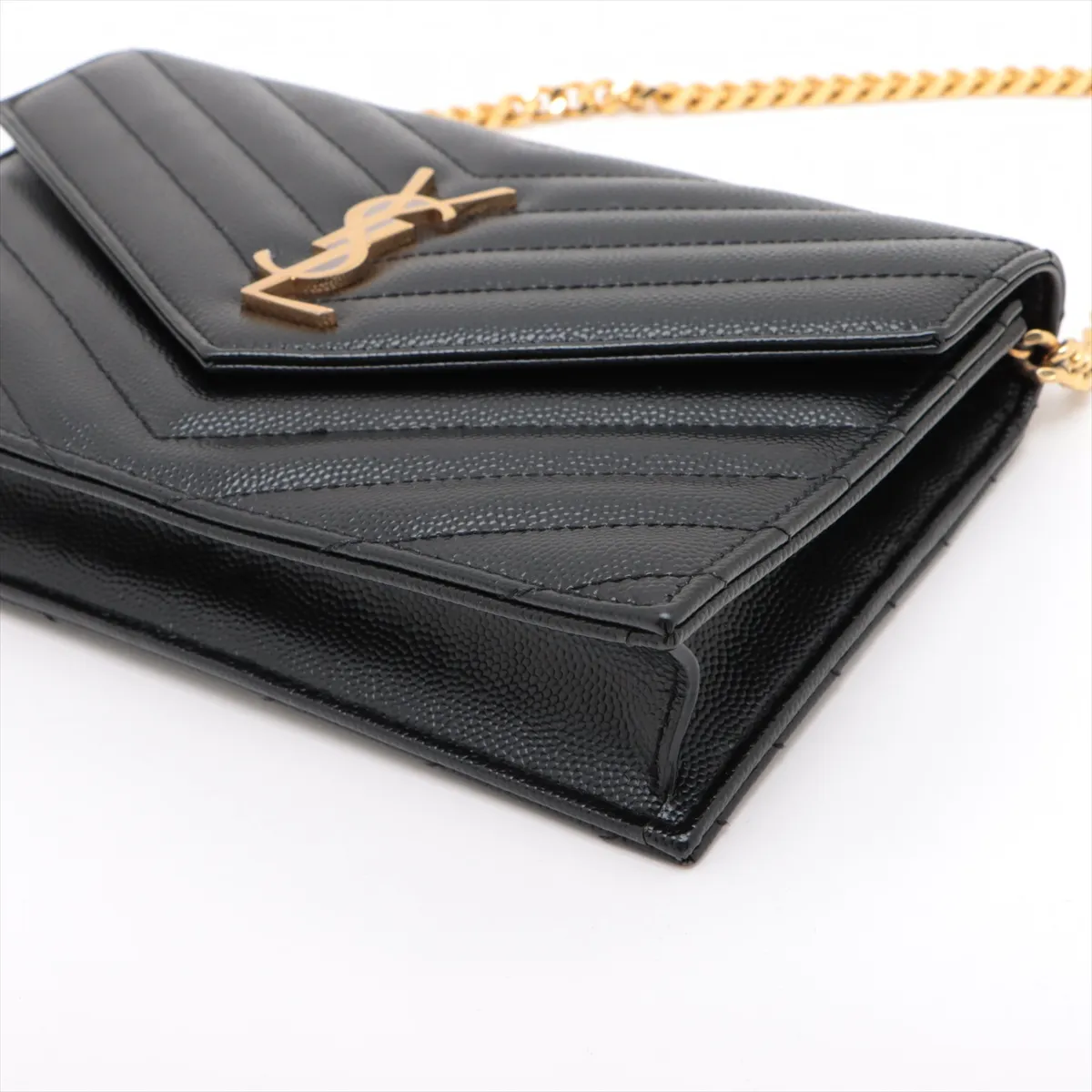 Cassandra Leather Chain Wallet, Black, 393953 — view 3