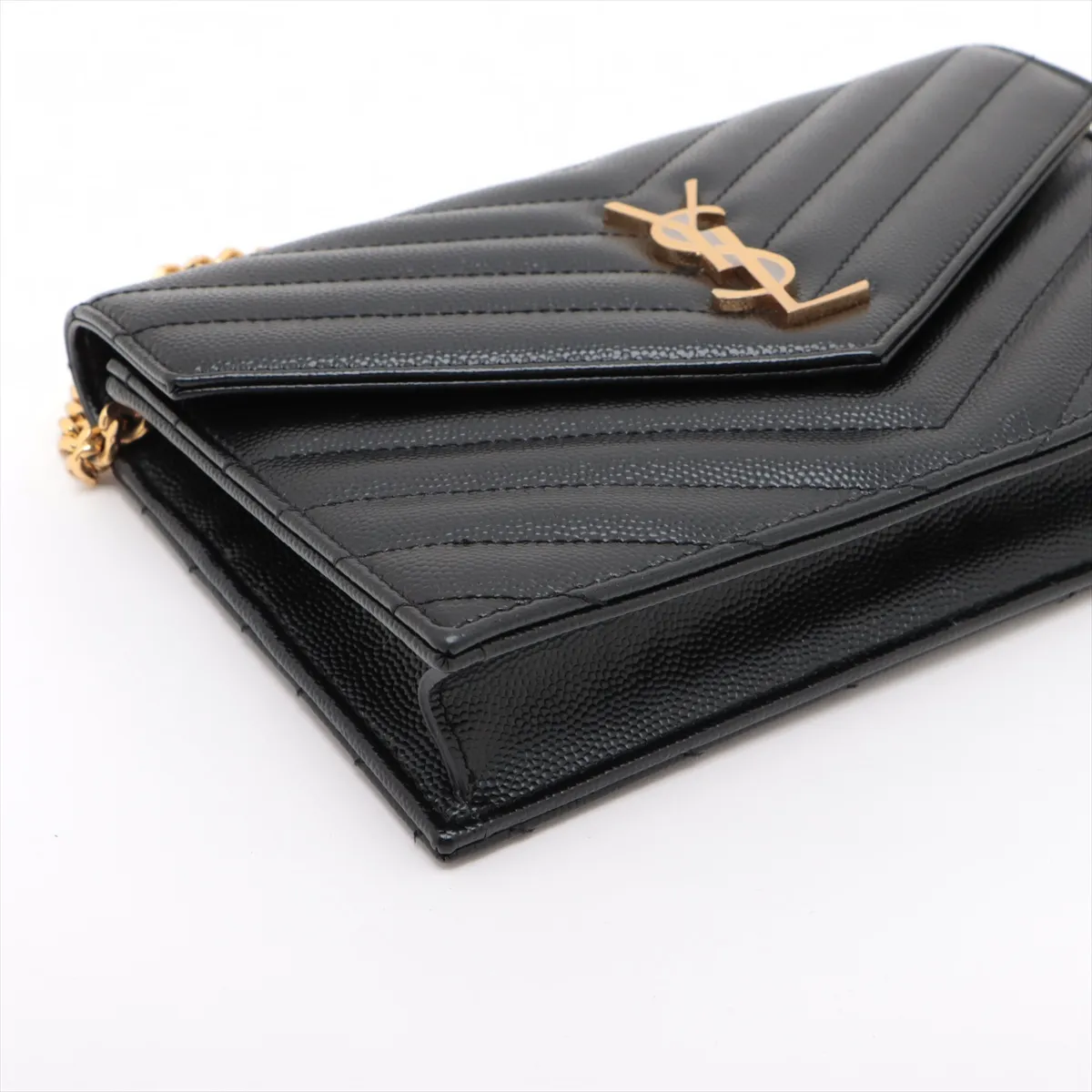 Cassandra Leather Chain Wallet, Black, 393953 — view 4
