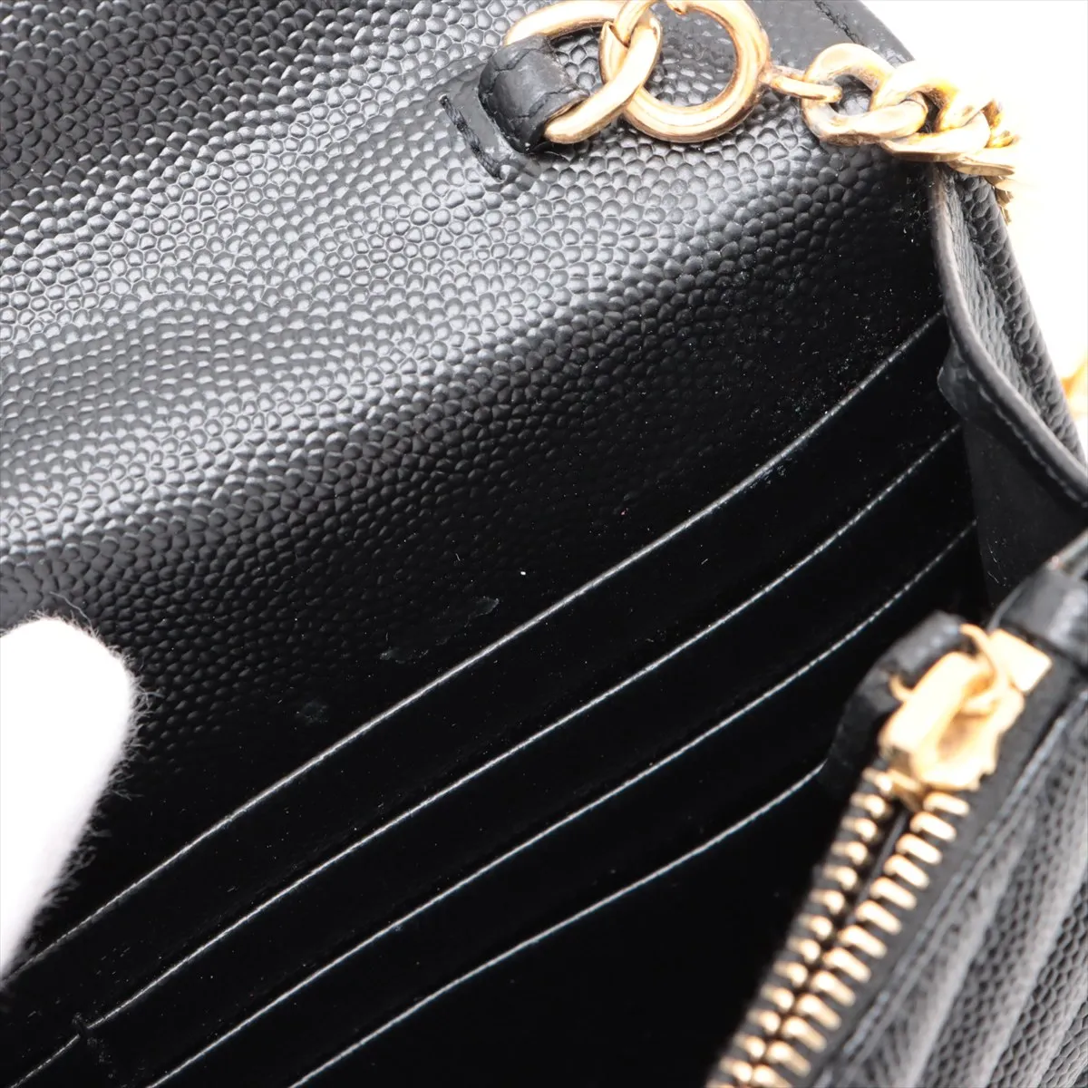 Cassandra Leather Chain Wallet, Black, 393953 — view 10