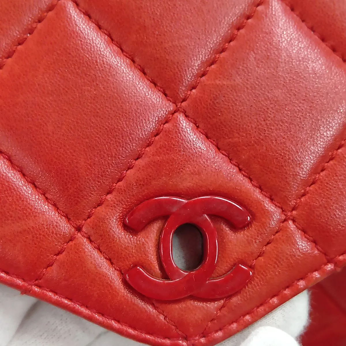 Matelassé Lambskin Chain Shoulder Bag, Red with Gold Hardware, 5353866 (Serial Number 5) — view 11