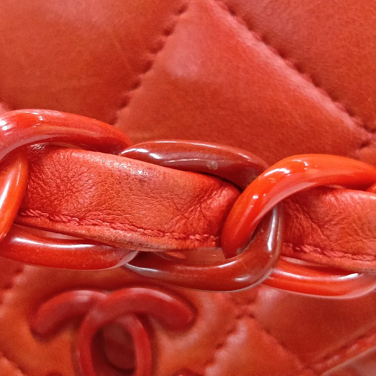 Matelassé Lambskin Chain Shoulder Bag, Red with Gold Hardware, 5353866 (Serial Number 5) — view 13