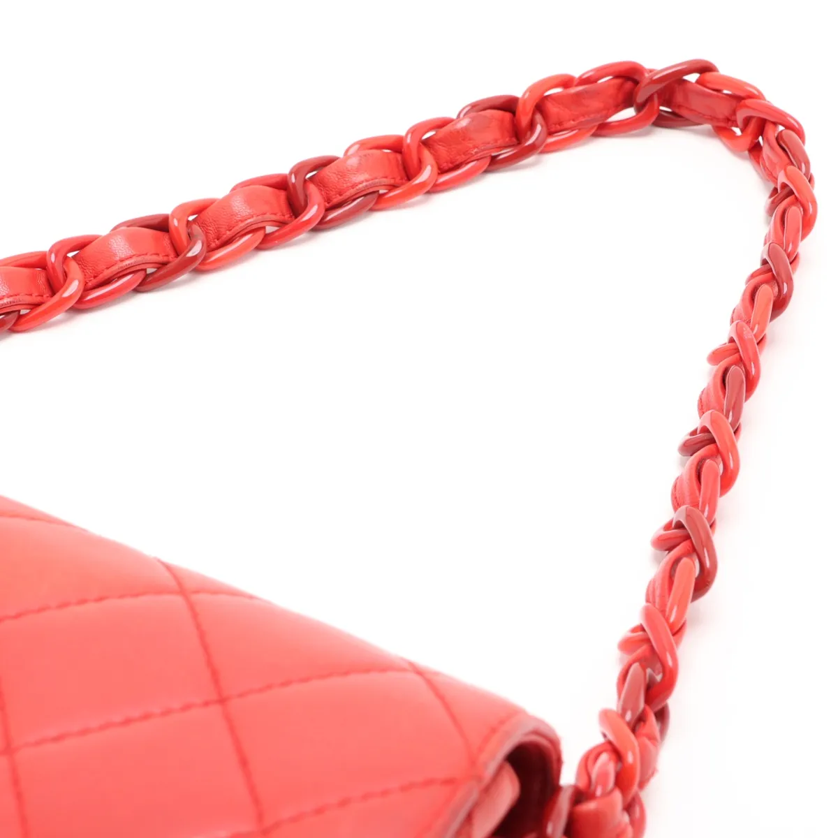 Matelassé Lambskin Chain Shoulder Bag, Red with Gold Hardware, 5353866 (Serial Number 5) — view 5