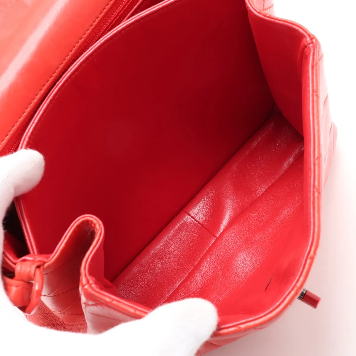 Matelassé Lambskin Chain Shoulder Bag, Red with Gold Hardware, 5353866 (Serial Number 5) — view 6