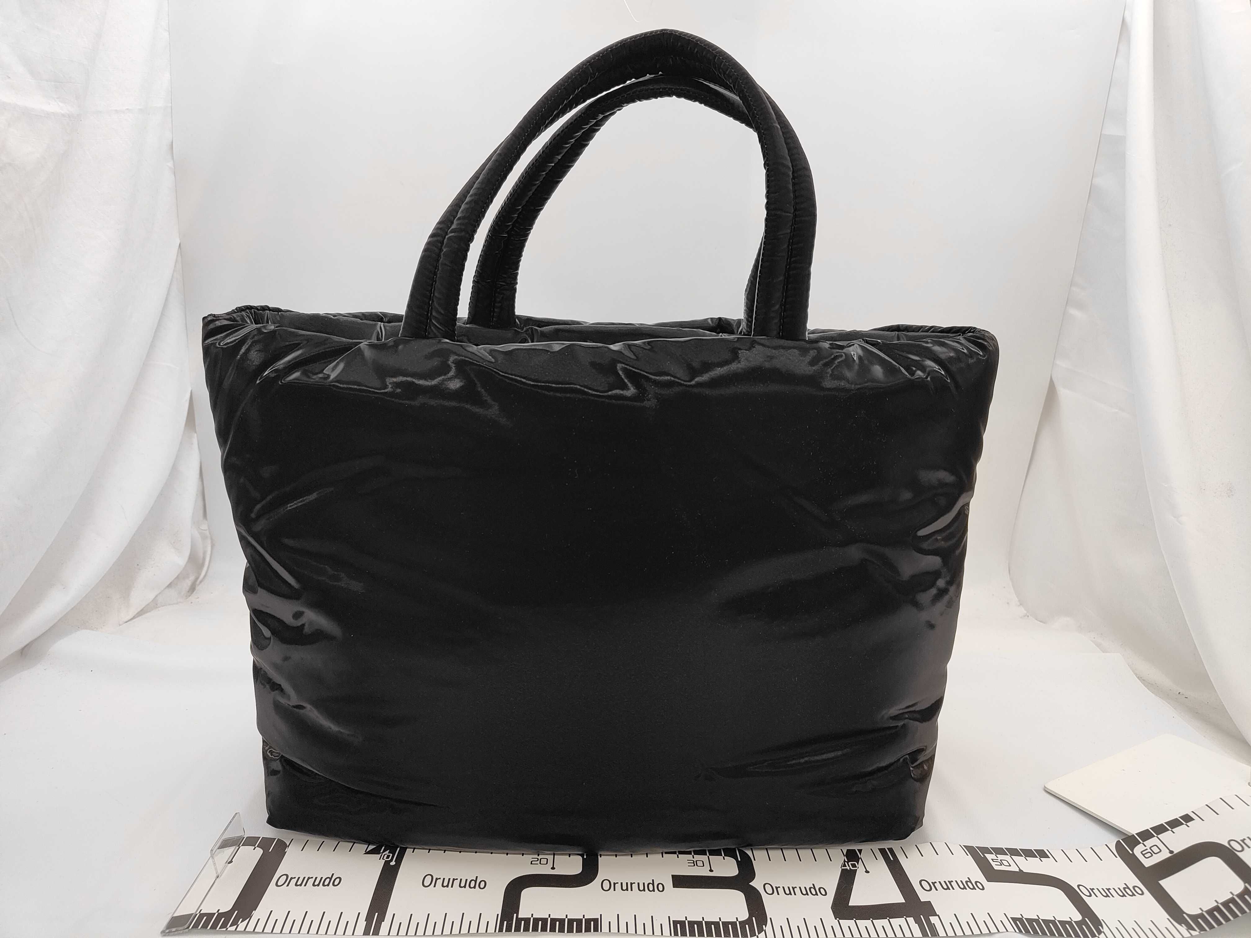756269 Wide Puffer Tote Bag with YSL Logo, Black Bag — view 2