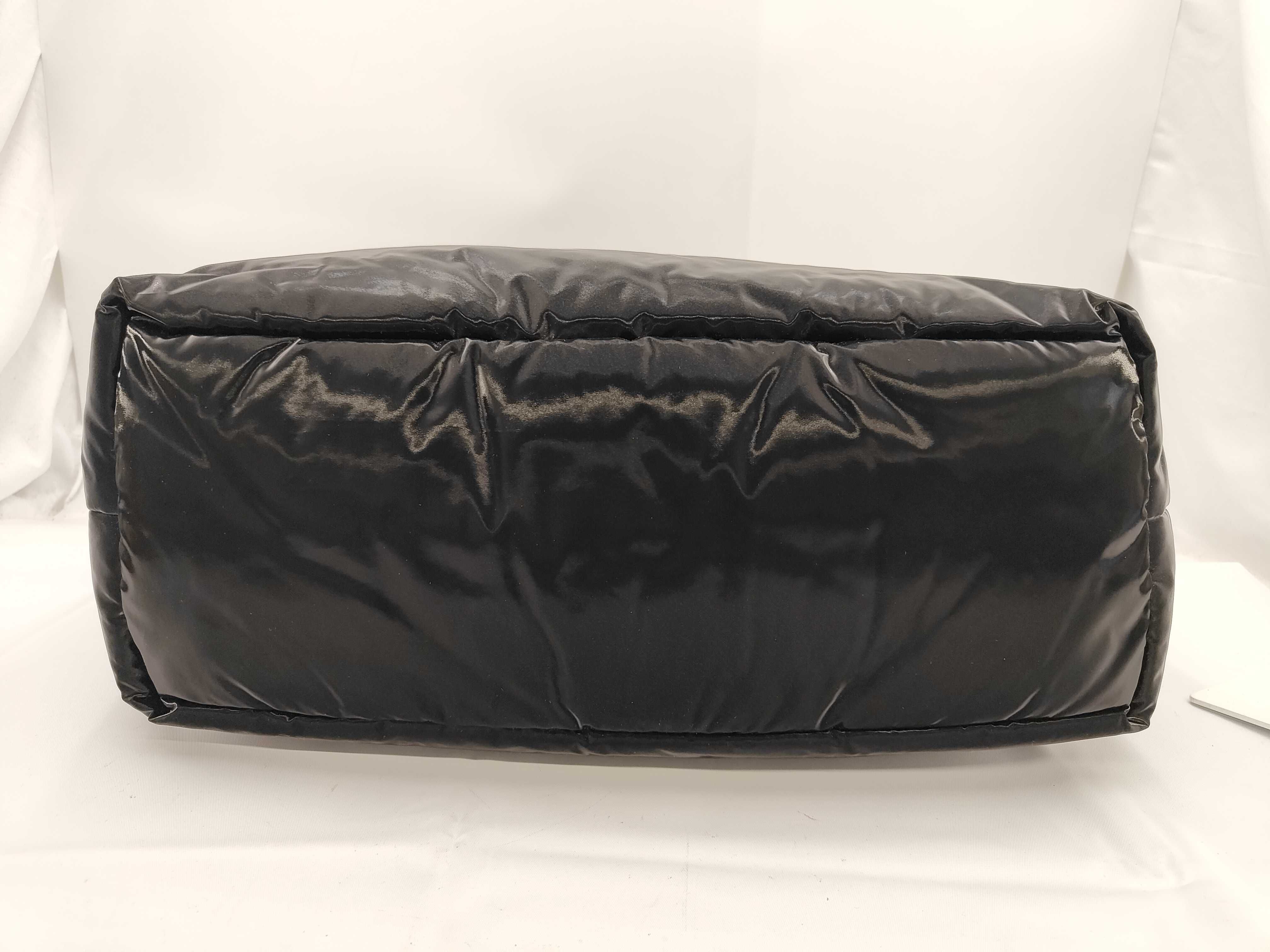 756269 Wide Puffer Tote Bag with YSL Logo, Black Bag — view 5
