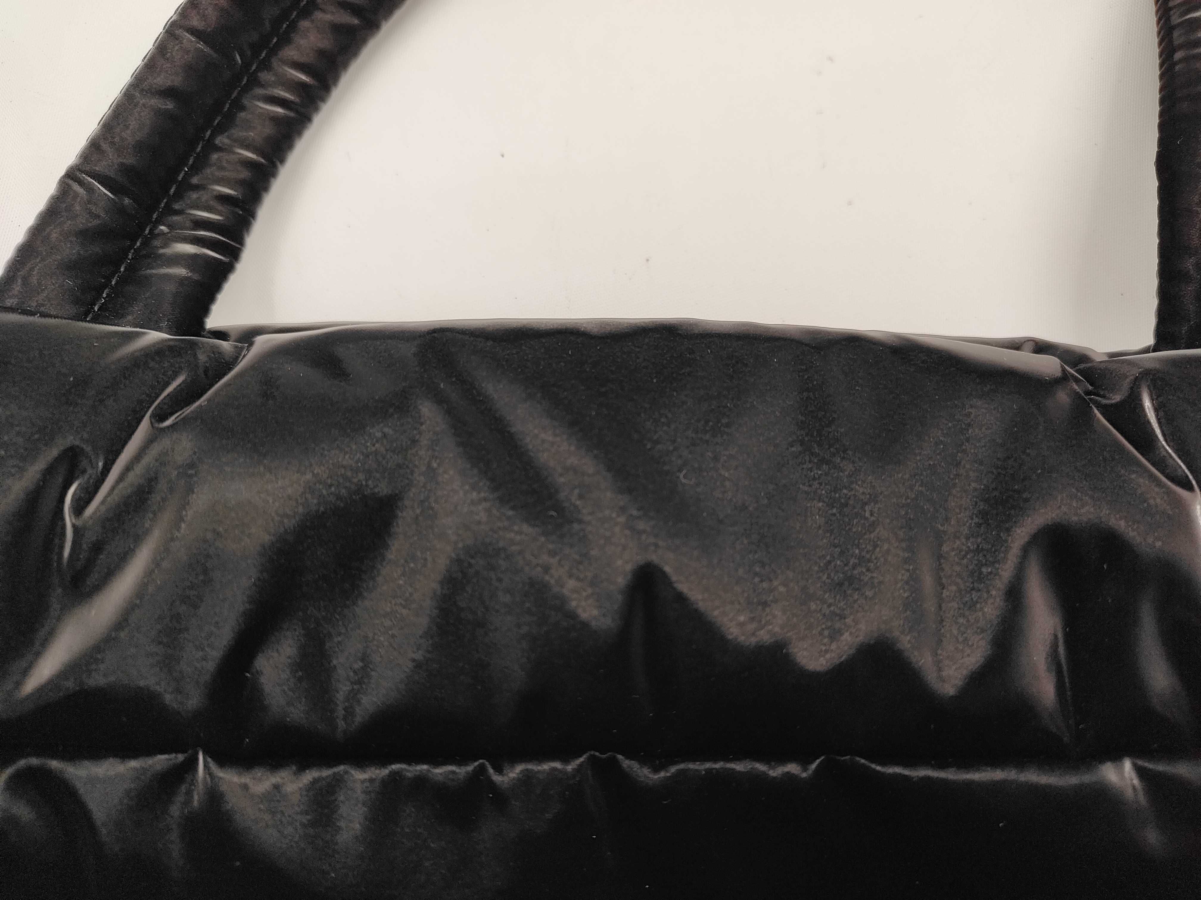 756269 Wide Puffer Tote Bag with YSL Logo, Black Bag — view 10