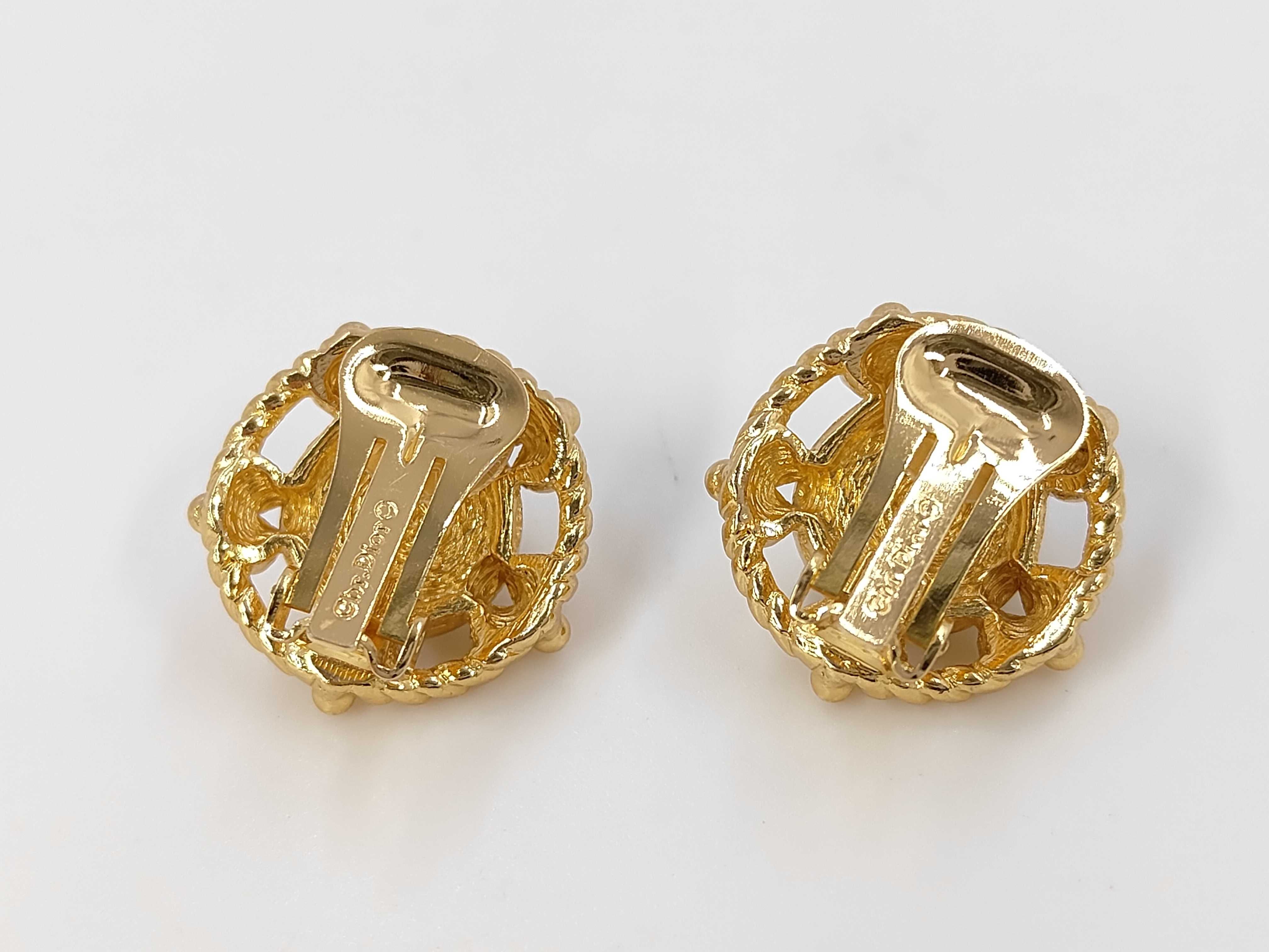 Pearl Rhinestone Gold (YG) Earrings — view 2