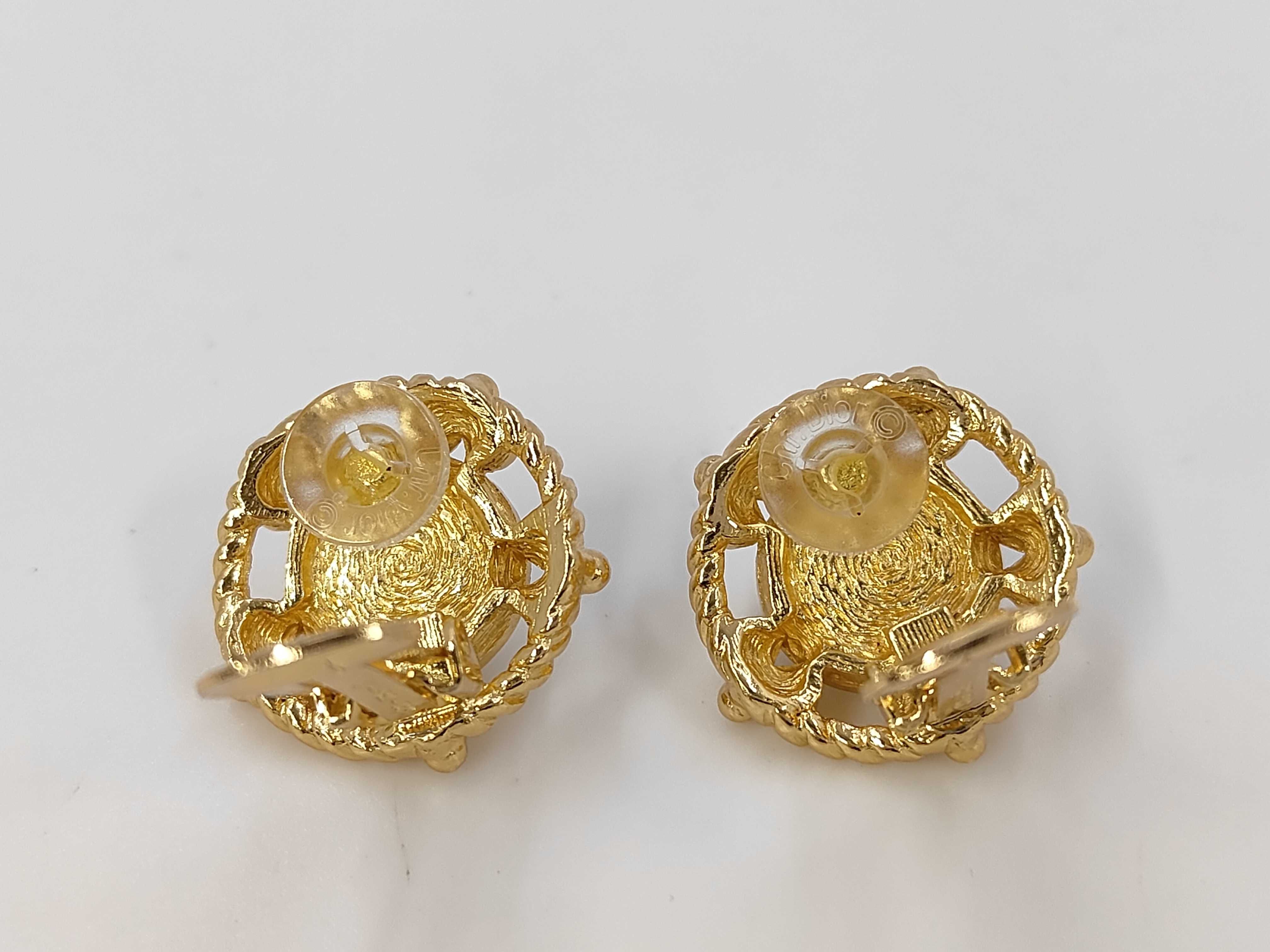 Pearl Rhinestone Gold (YG) Earrings — view 4
