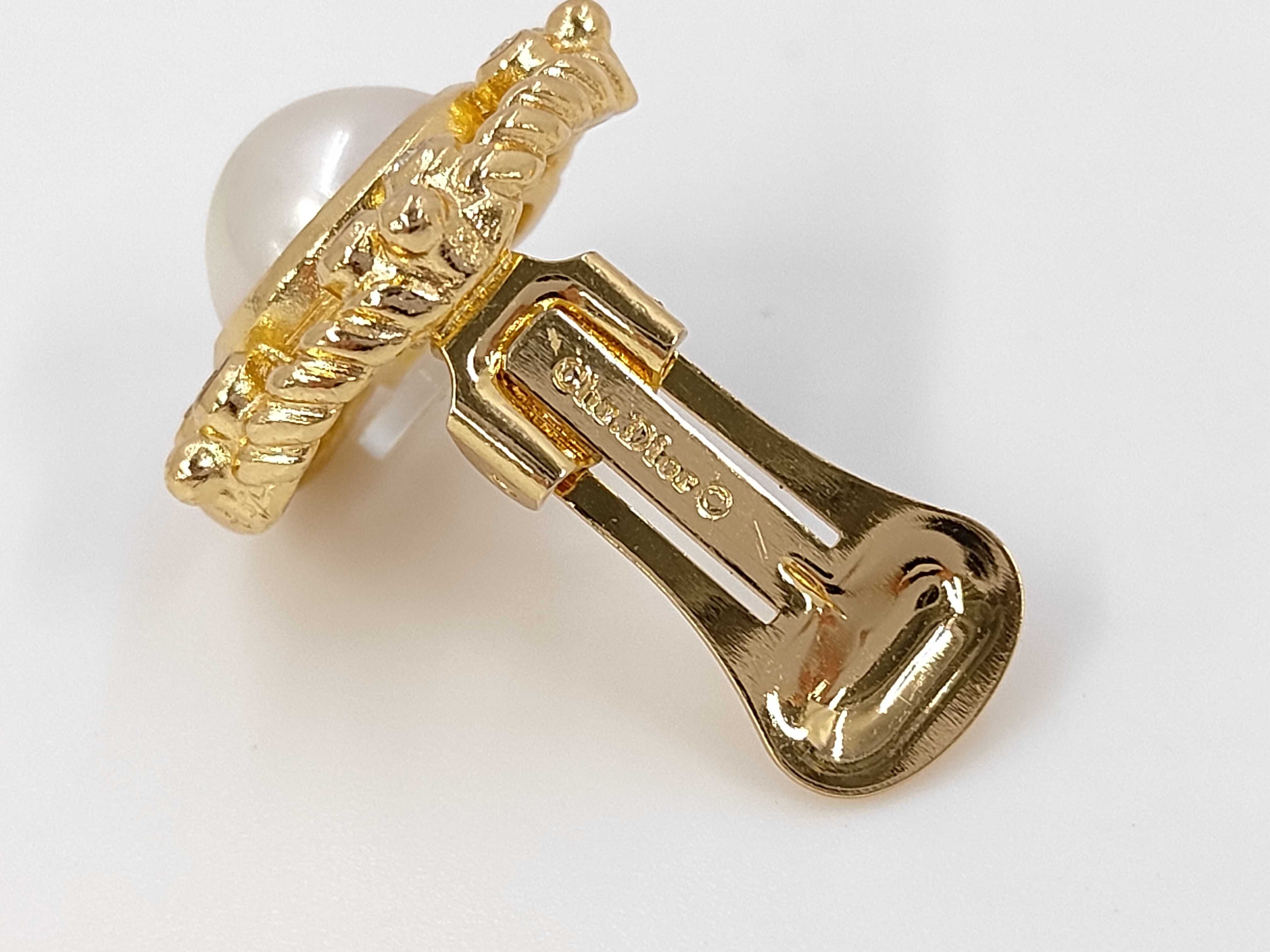 Pearl Rhinestone Gold (YG) Earrings — view 5