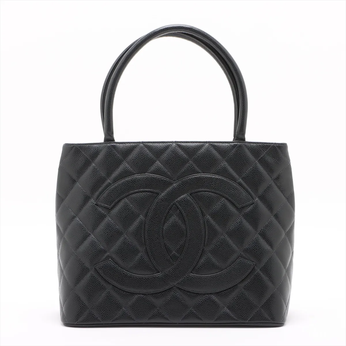 Reissue Caviar Skin Tote Bag, Black with Silver Hardware, 9775086, Series 9