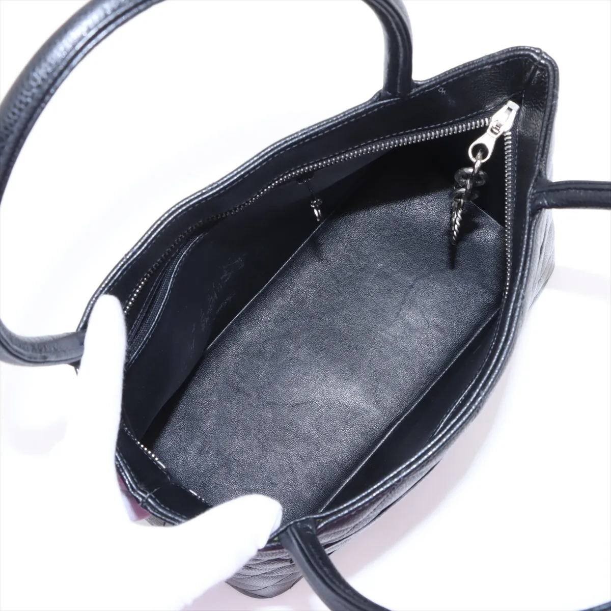 Reissue Caviar Skin Tote Bag, Black with Silver Hardware, 9775086, Series 9 — view 7