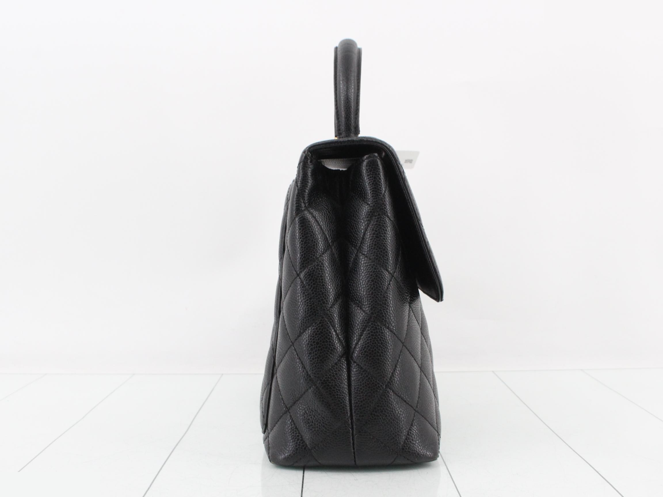 Matelassé Kelly-style caviar leather handbag — view 4