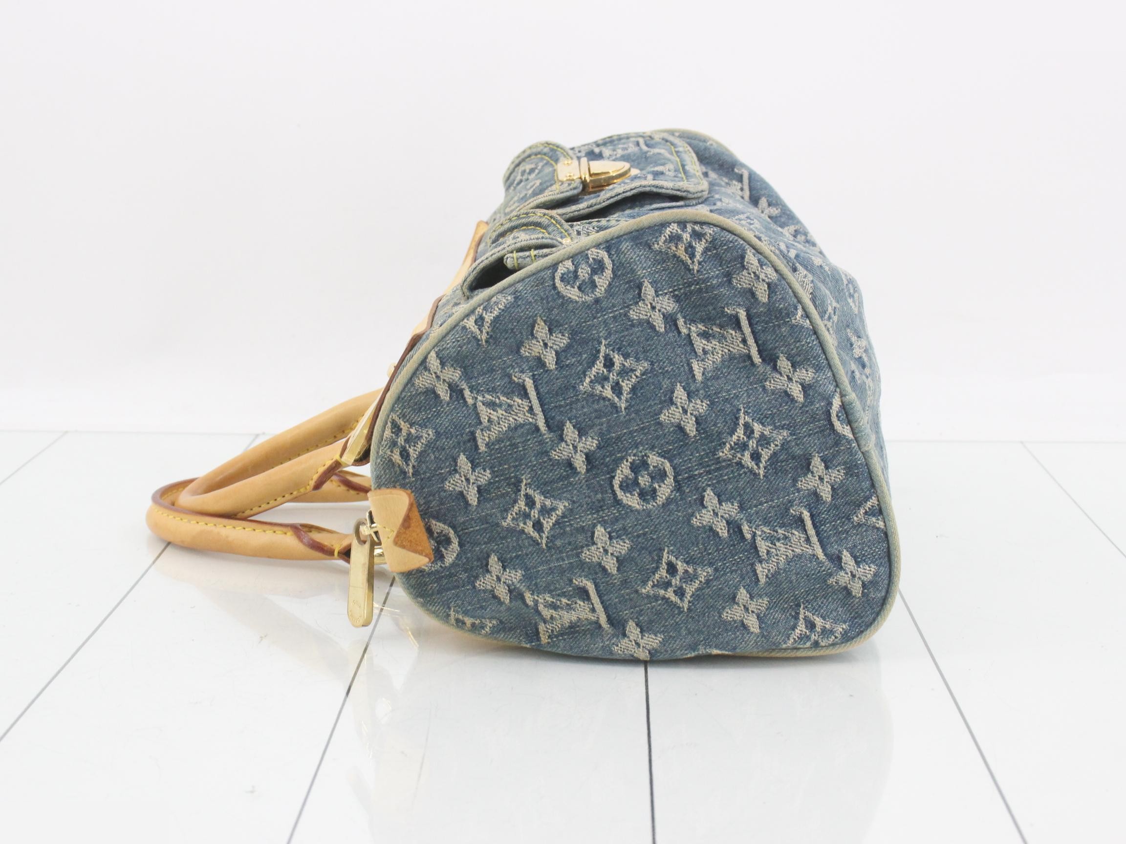 Monogram Denim Neo Speedy Blue Handbag — view 4