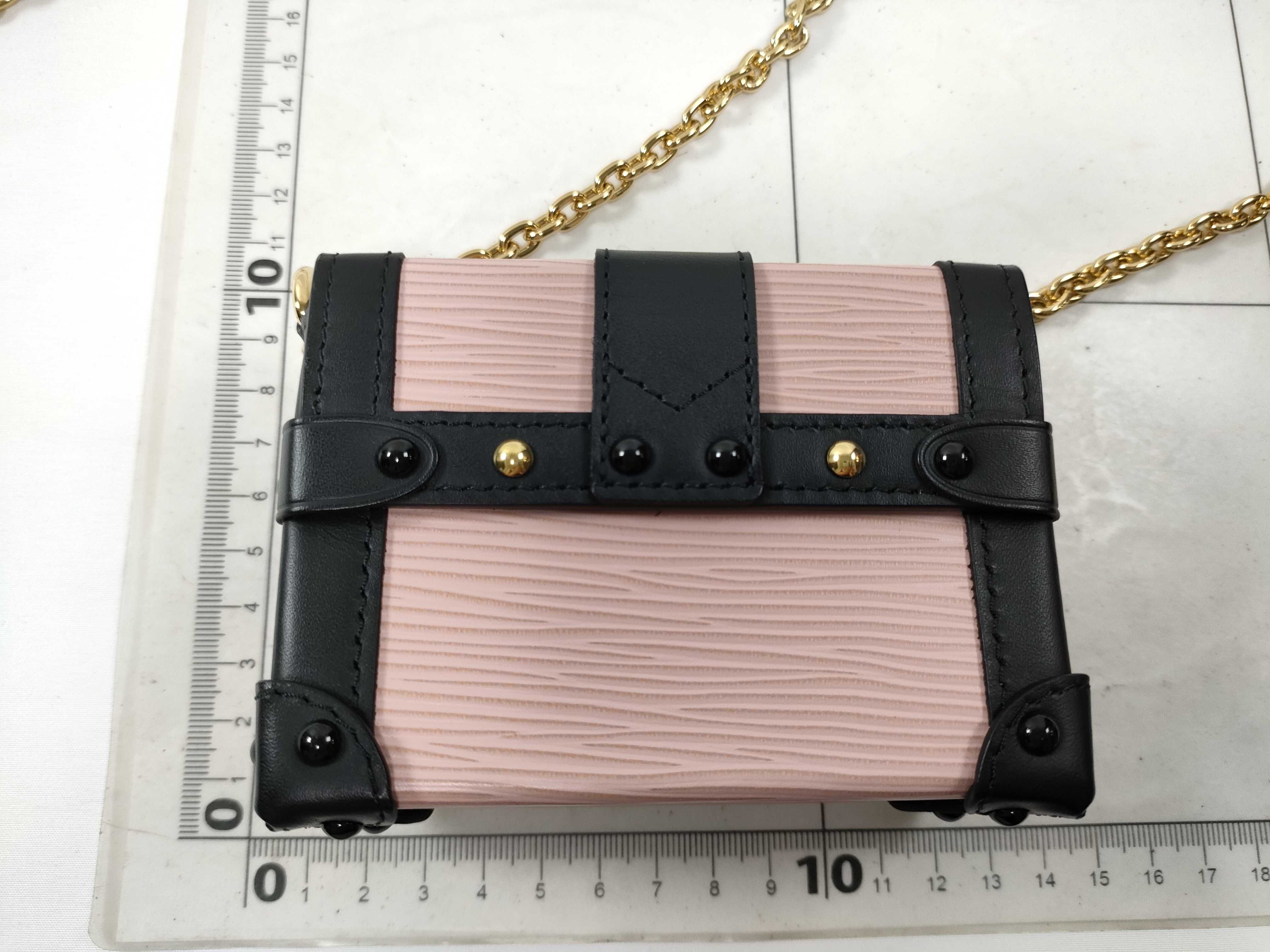 bag, Louis Vuitton pink Epi Essential Trunk Mini Chain Shoulder Bag with dust bag. — view 2