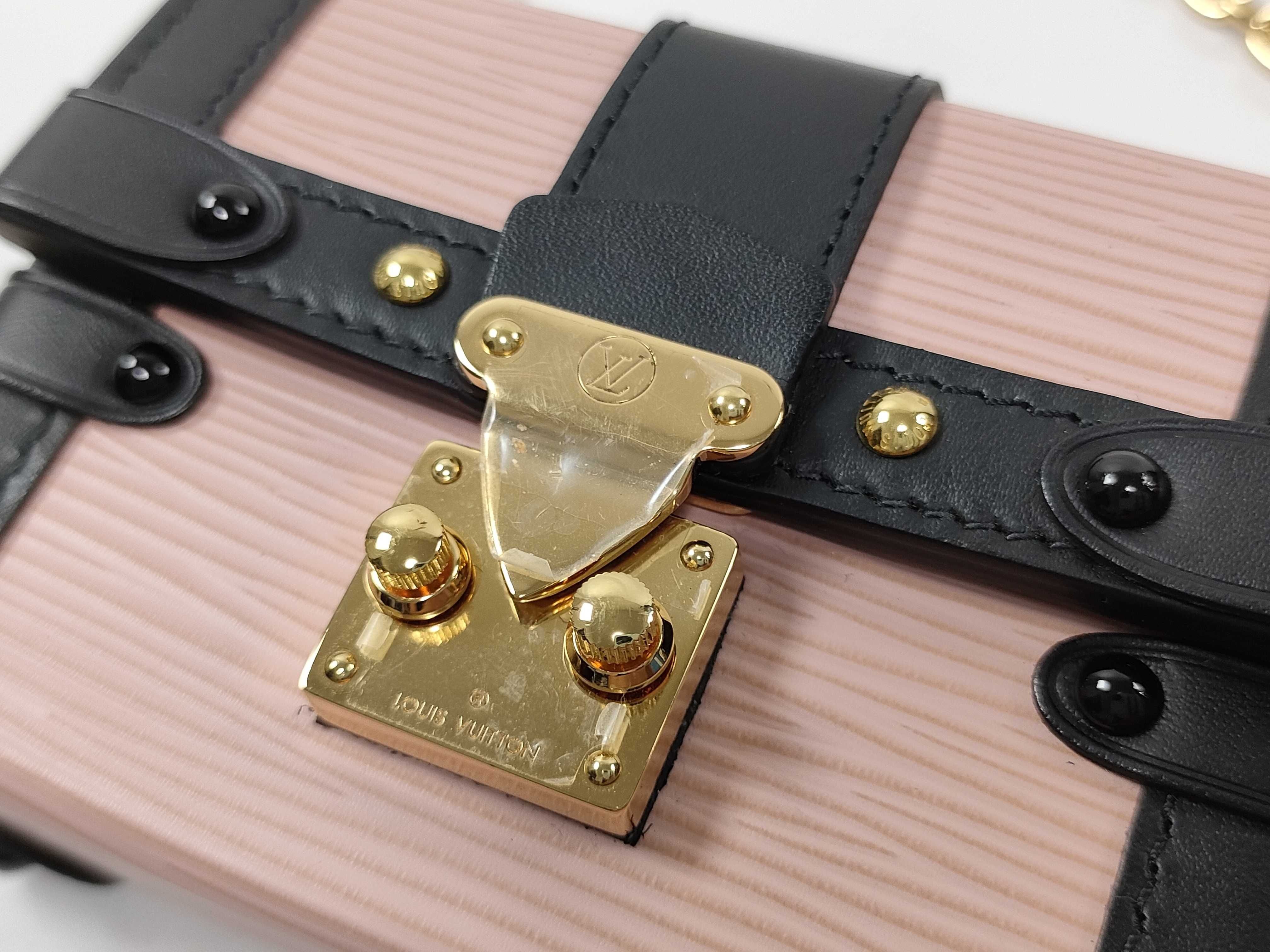 bag, Louis Vuitton pink Epi Essential Trunk Mini Chain Shoulder Bag with dust bag. — view 7