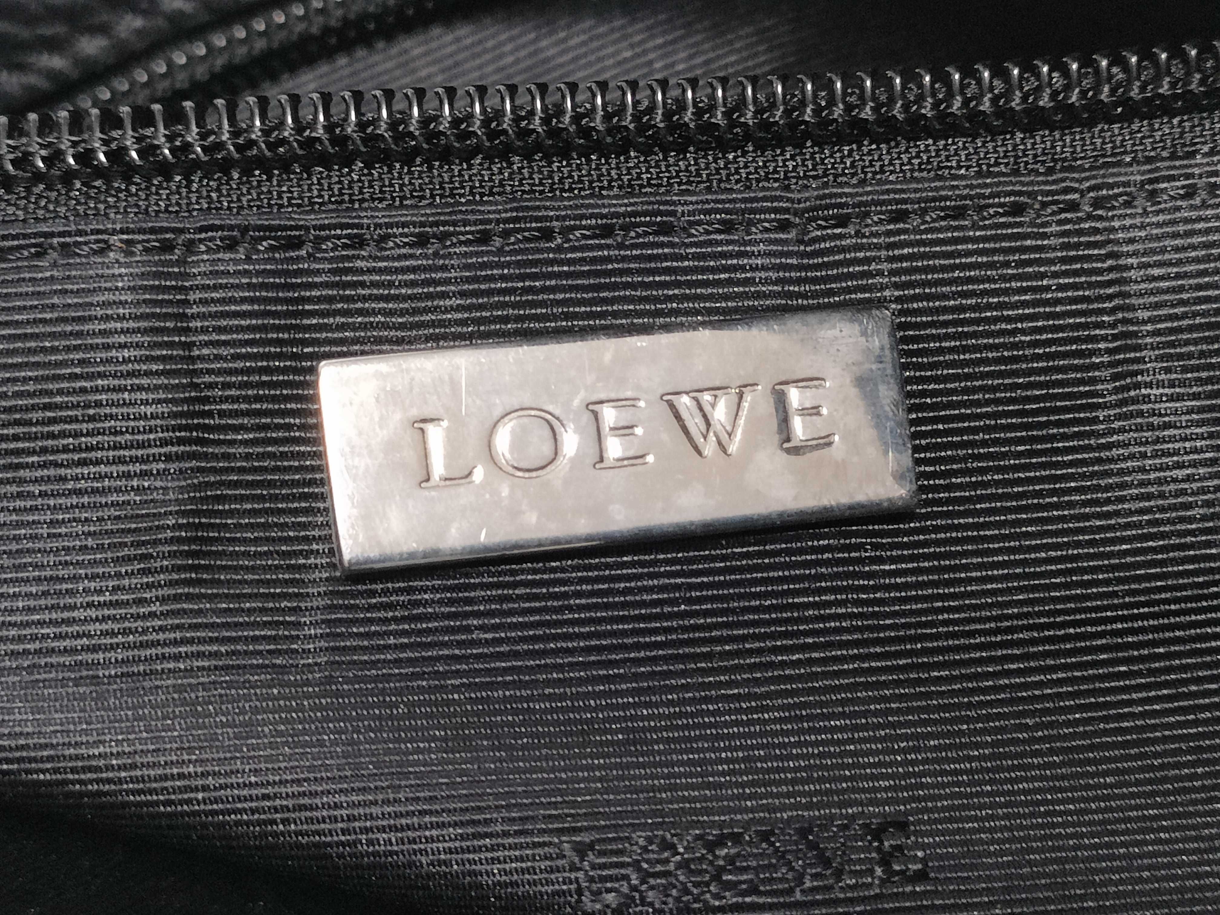 (Loewe) Calf Leather Tote Bag with Silver Hardware, Black — view 11