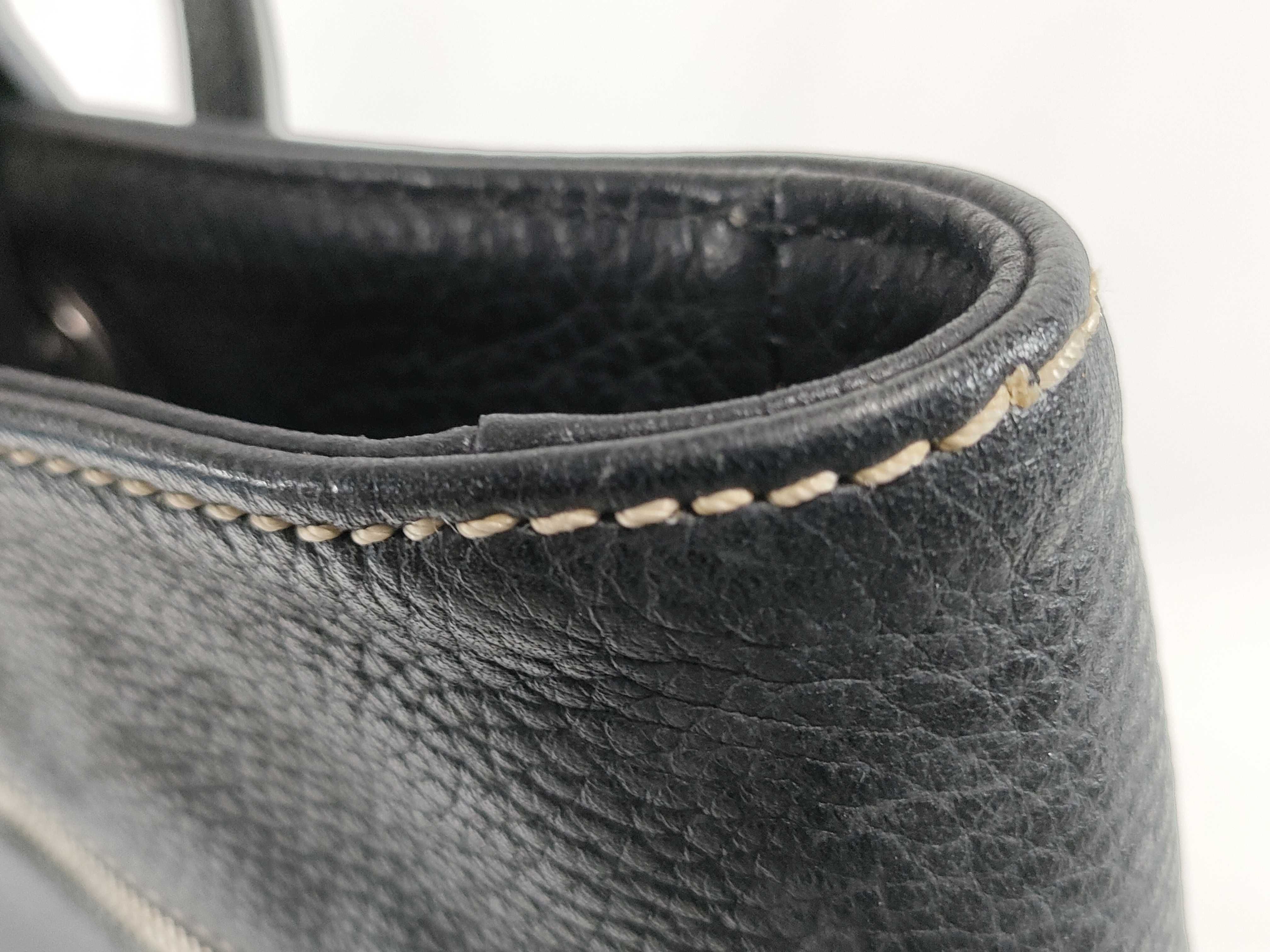 (Loewe) Calf Leather Tote Bag with Silver Hardware, Black — view 14