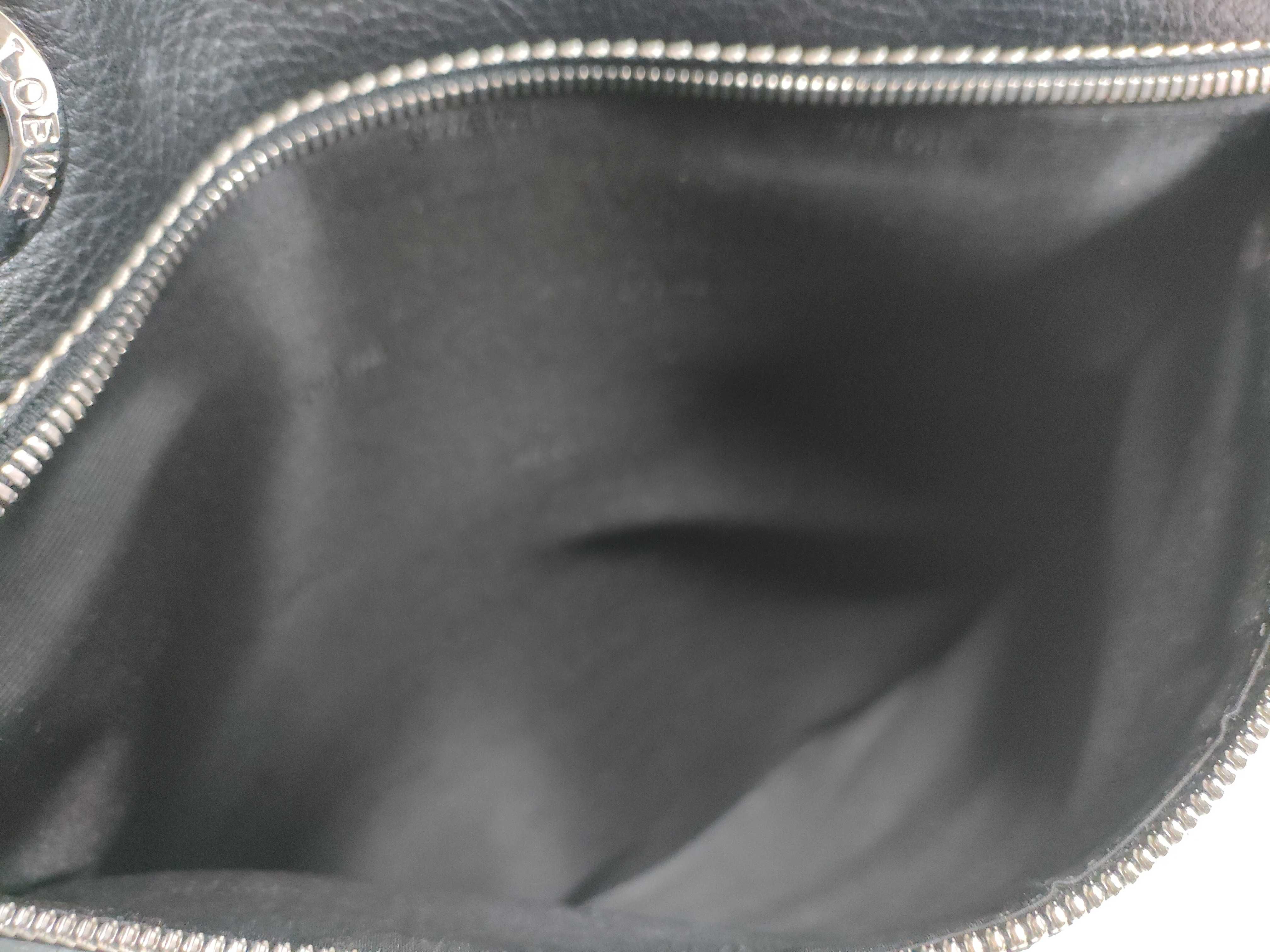 (Loewe) Calf Leather Tote Bag with Silver Hardware, Black — view 15