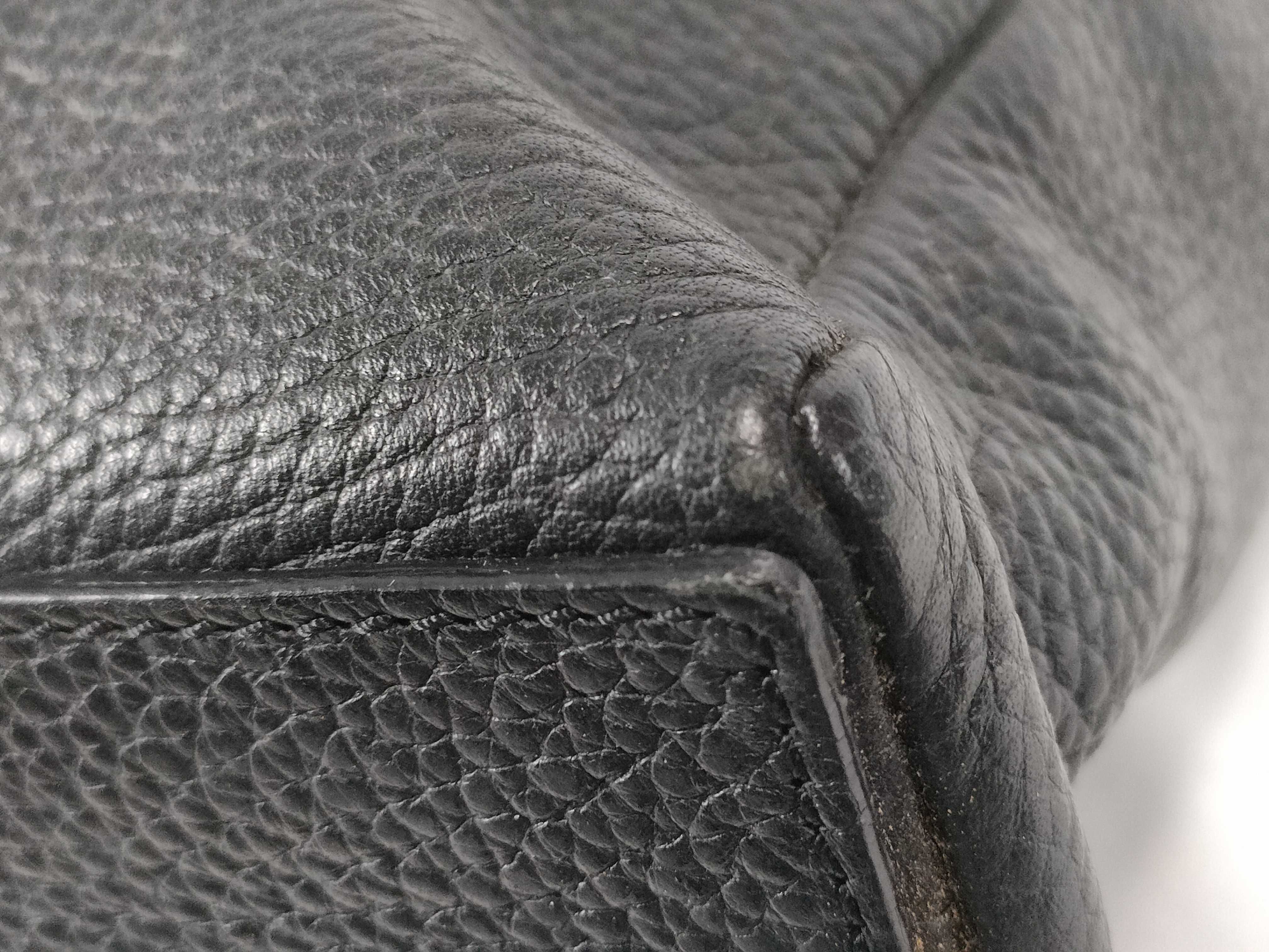 (Loewe) Calf Leather Tote Bag with Silver Hardware, Black — view 6