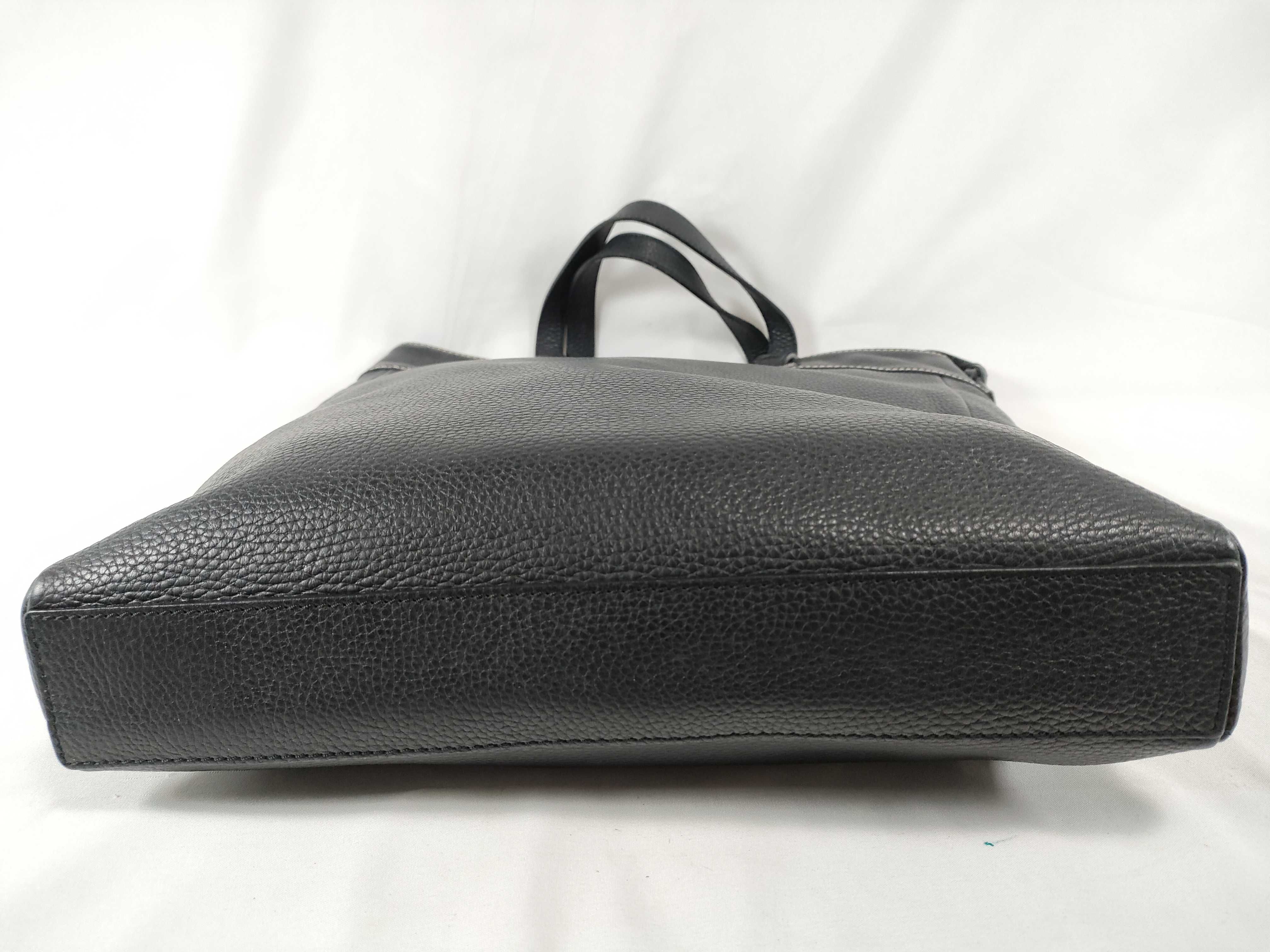 (Loewe) Calf Leather Tote Bag with Silver Hardware, Black — view 7