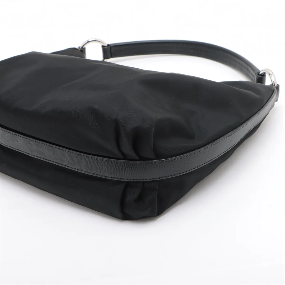 Tessuto Nylon x Leather Shoulder Bag Black — view 3