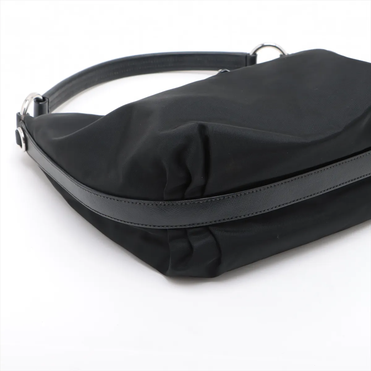 Tessuto Nylon x Leather Shoulder Bag Black — view 4
