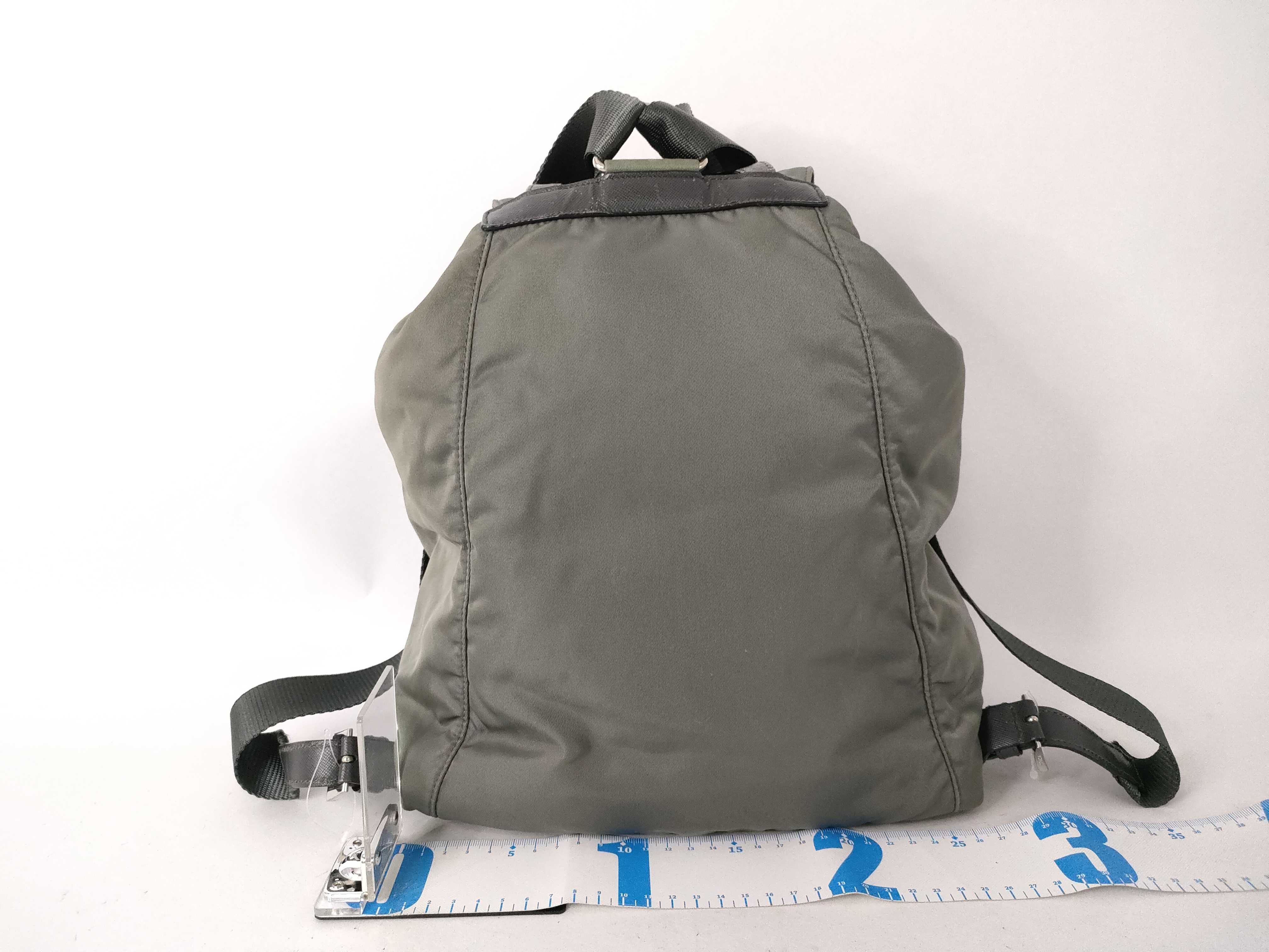 nylon backpack, gray-green rucksack — view 2