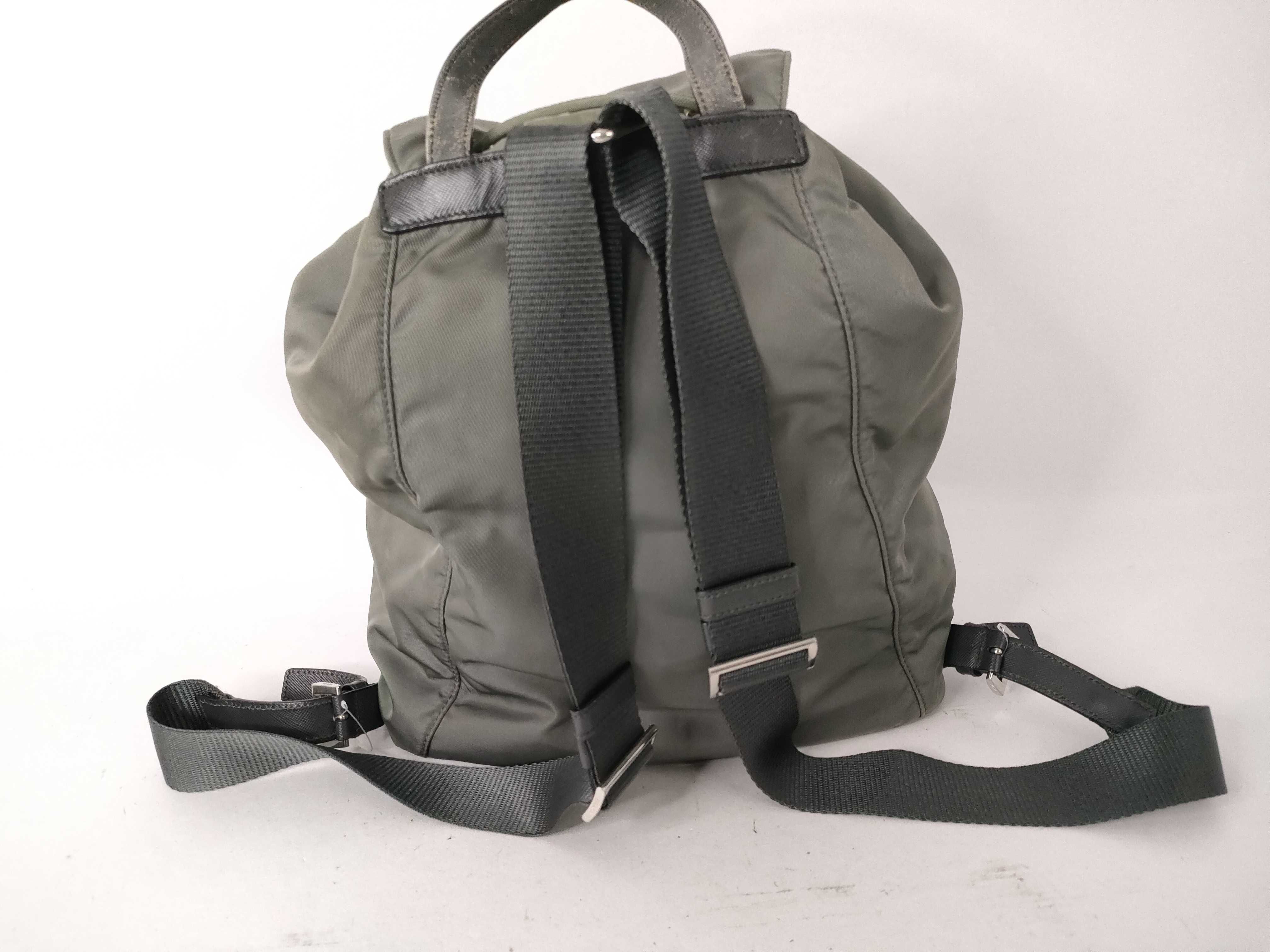 nylon backpack, gray-green rucksack — view 3