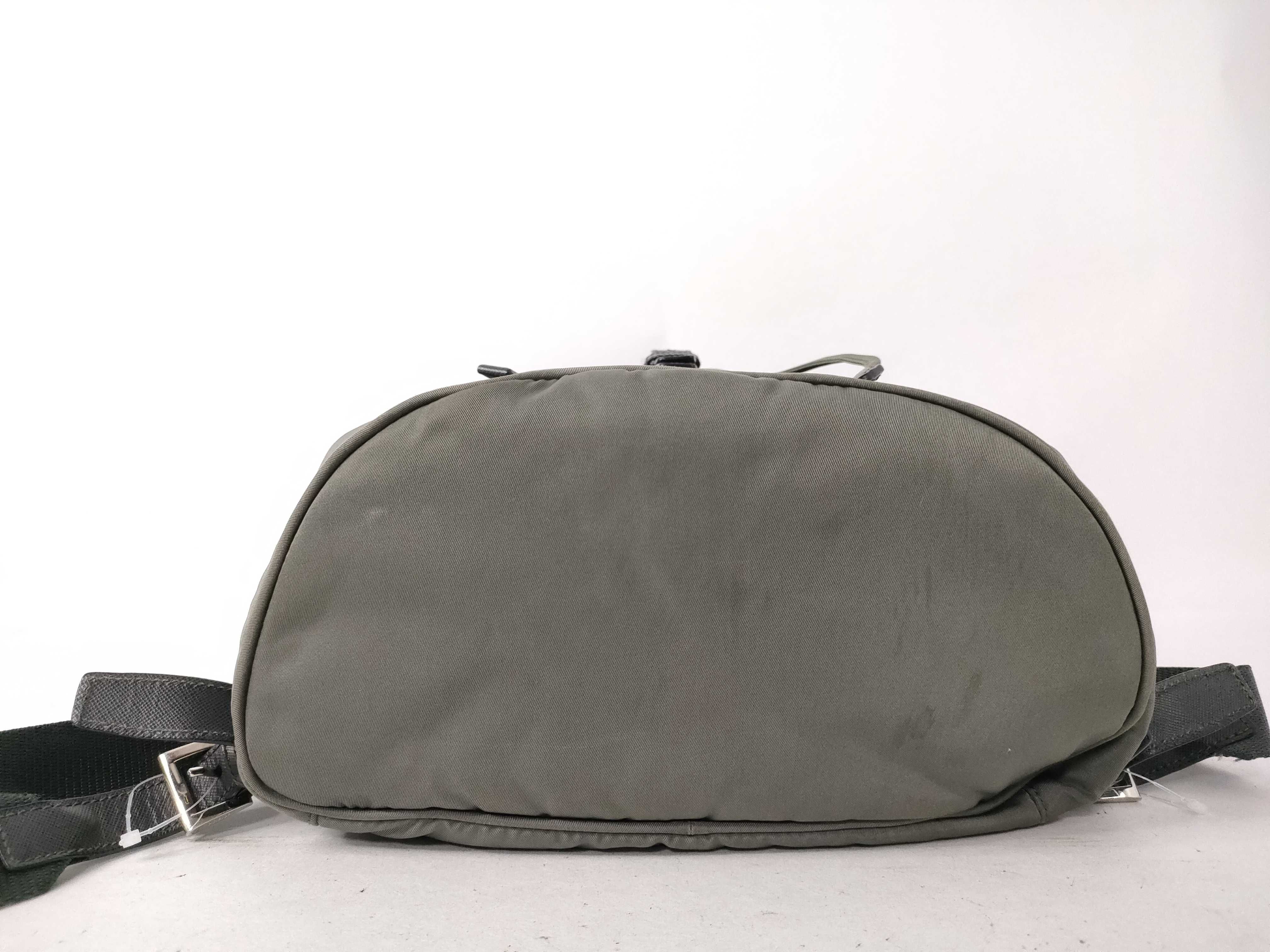 nylon backpack, gray-green rucksack — view 7