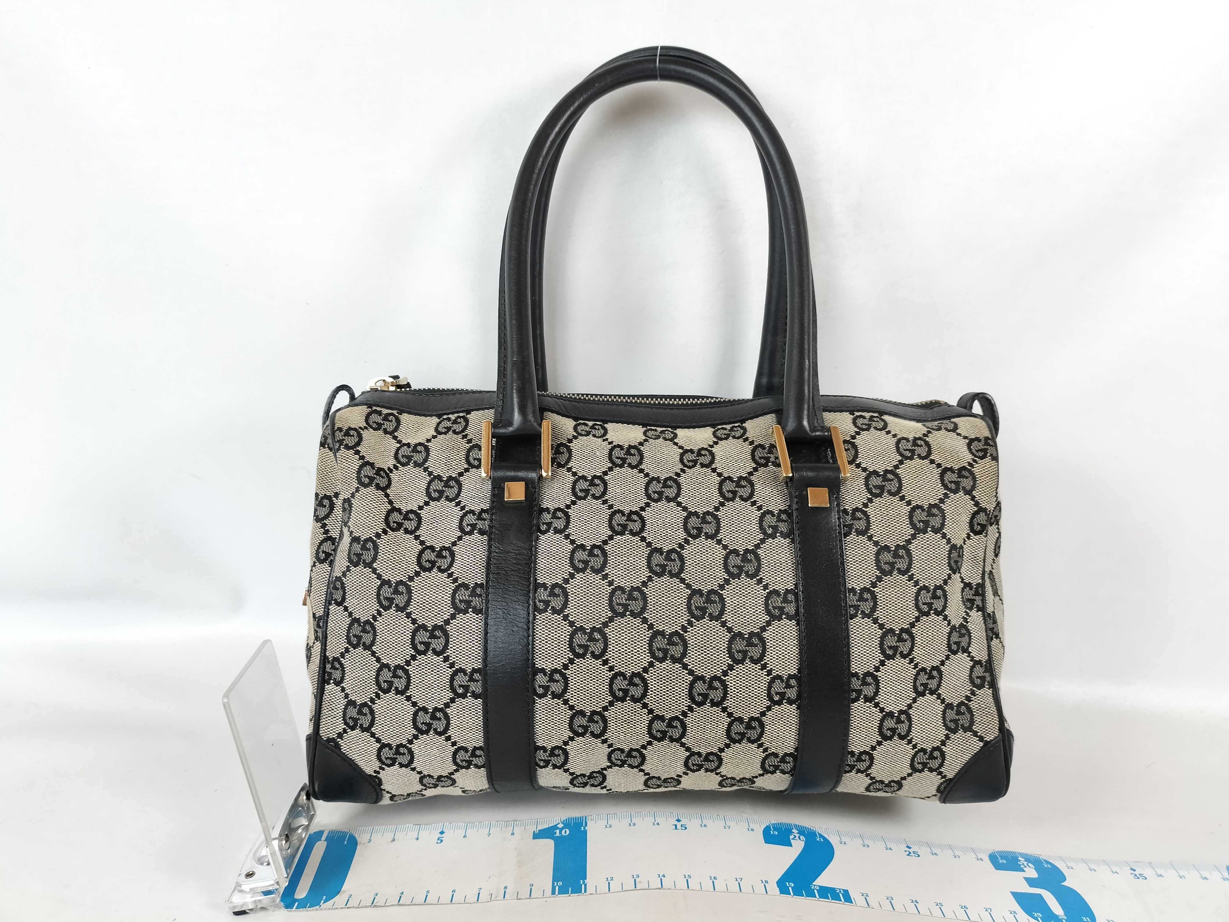 GG Canvas Gucci GG Canvas Handbag 000 0851 Mini Boston Leather Black Tote Bag — view 2