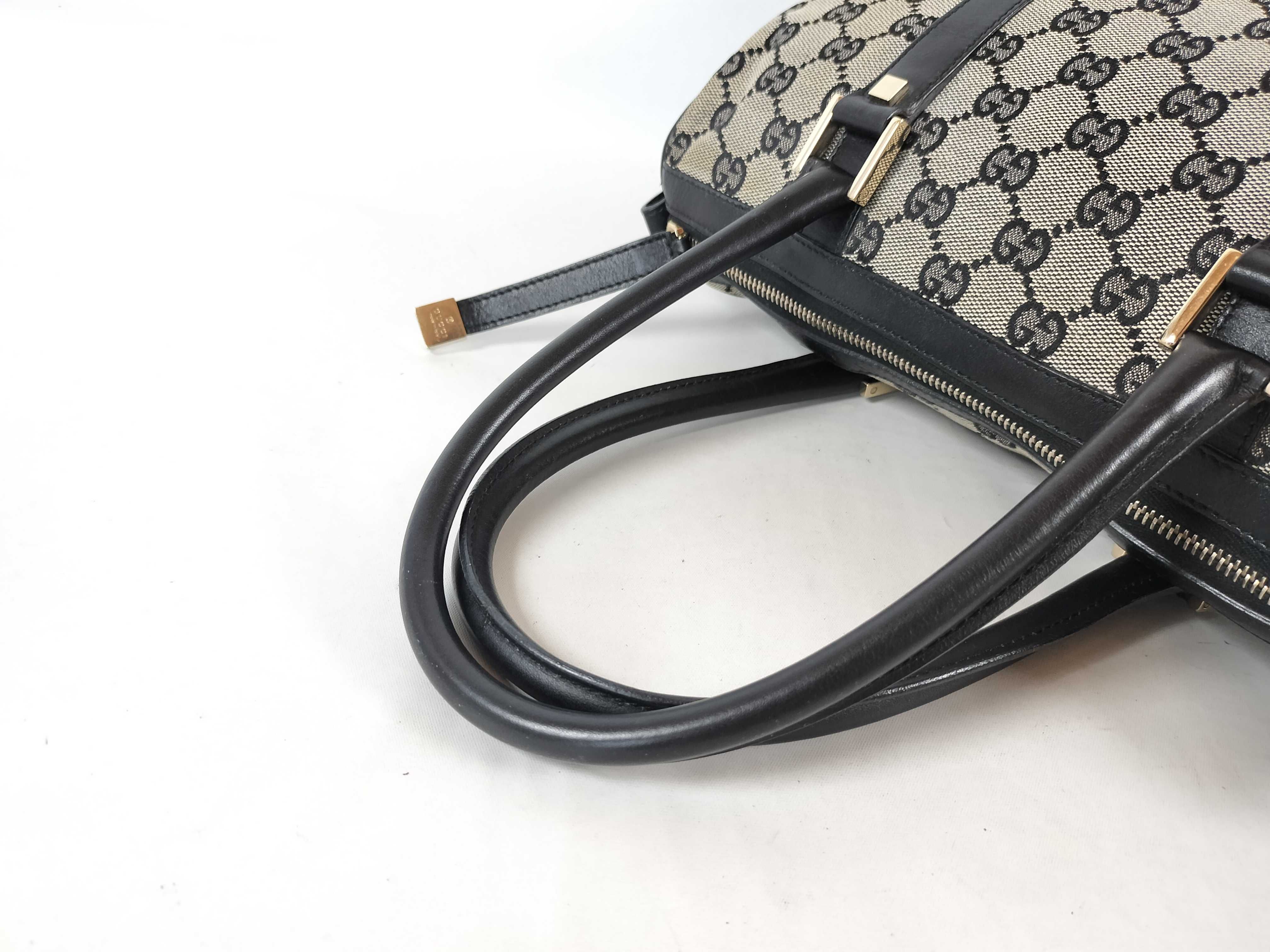 GG Canvas Gucci GG Canvas Handbag 000 0851 Mini Boston Leather Black Tote Bag — view 3