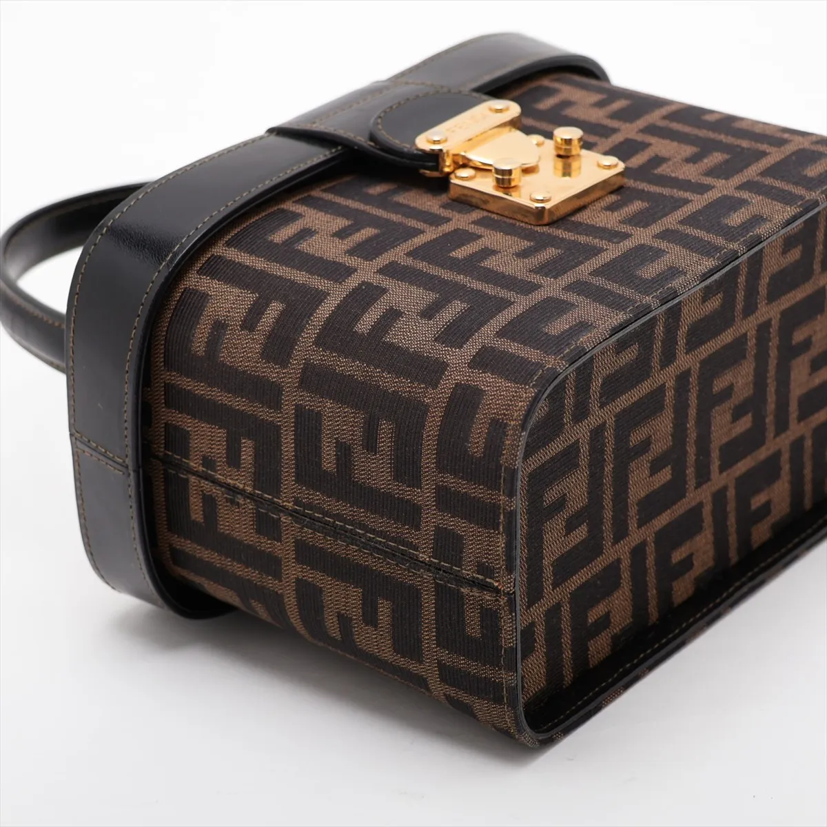 Zucca Canvas x Leather 2-Way Vanity Bag Brown x Black — view 4