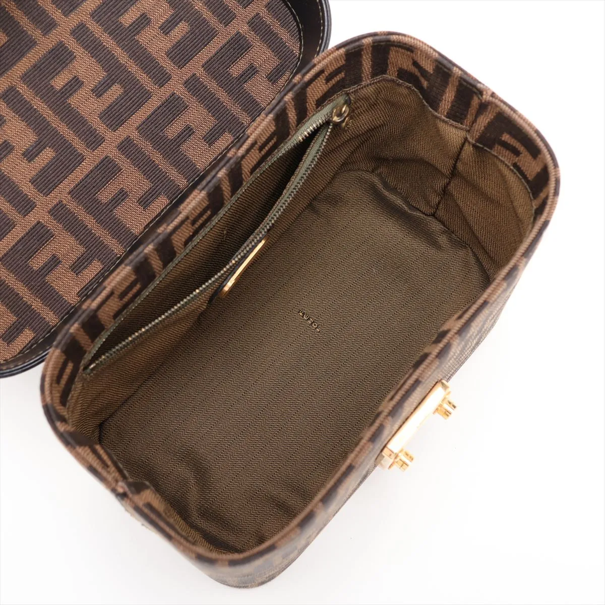 Zucca Canvas x Leather 2-Way Vanity Bag Brown x Black — view 8